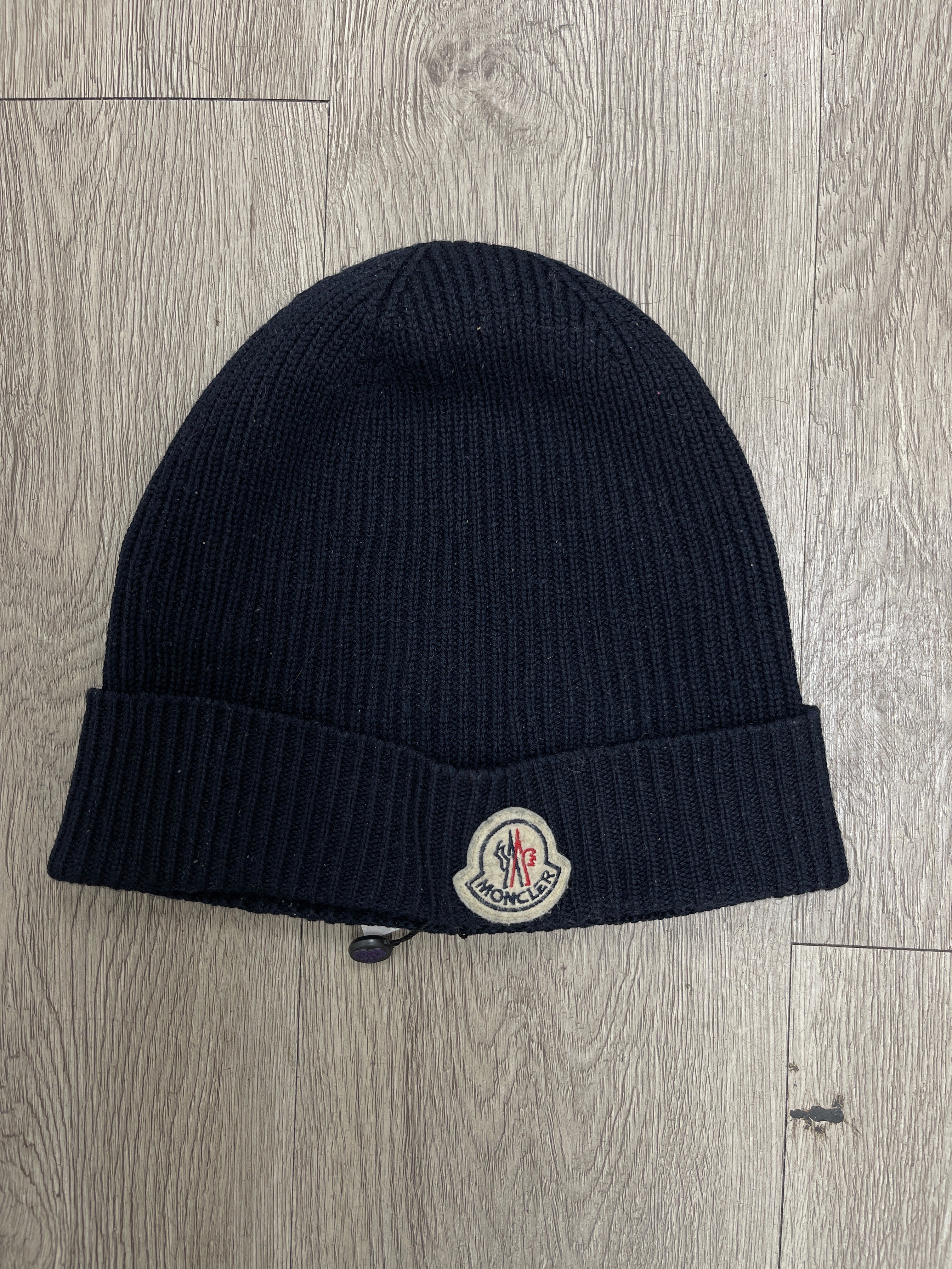 Moncler Navy Logo Beanie