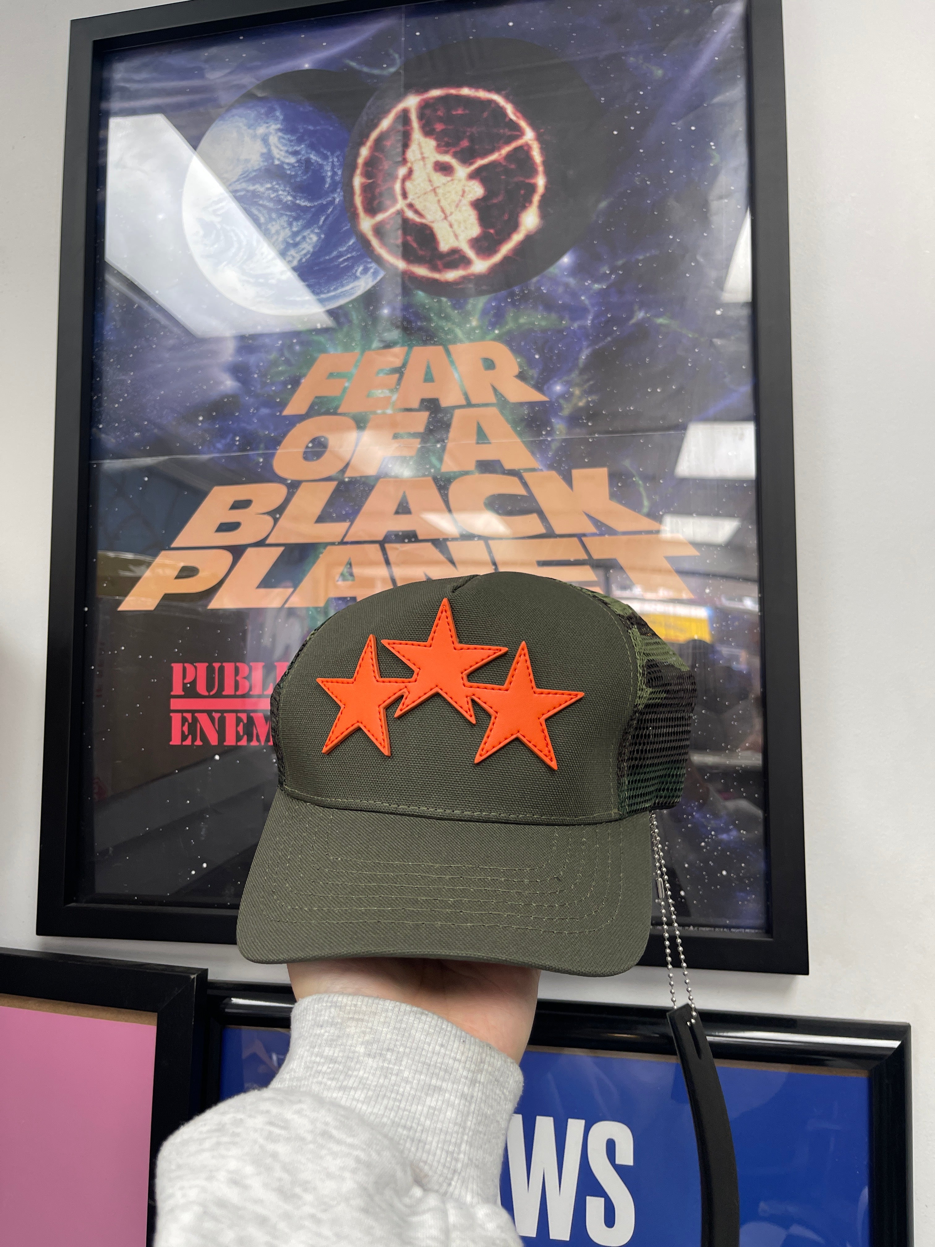 Amiri 3 Star Military Green Trucker Orange