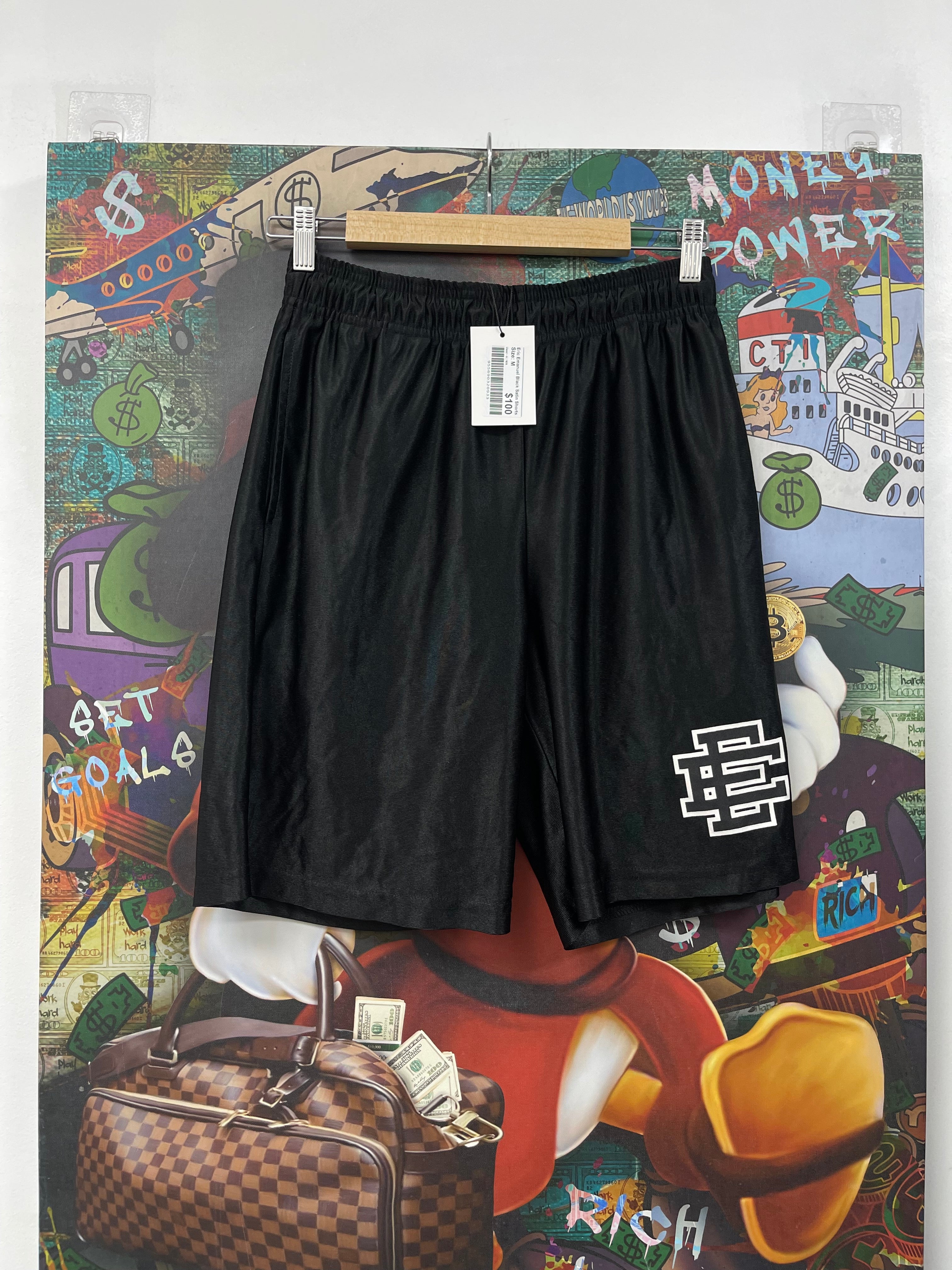 Eric Emanuel Black Satin Shorts