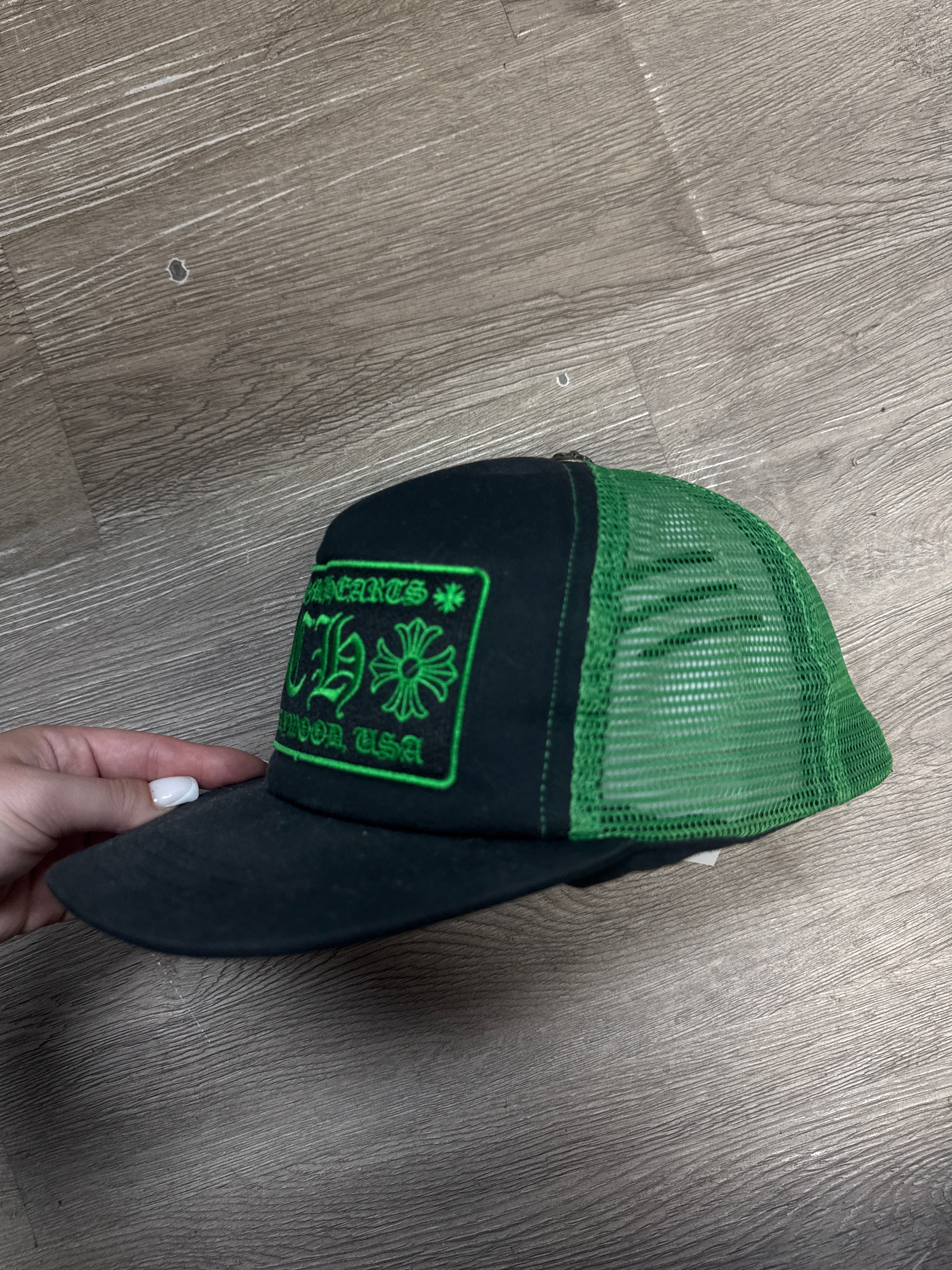 Chrome Hearts Black Green CH Hollywood Hat