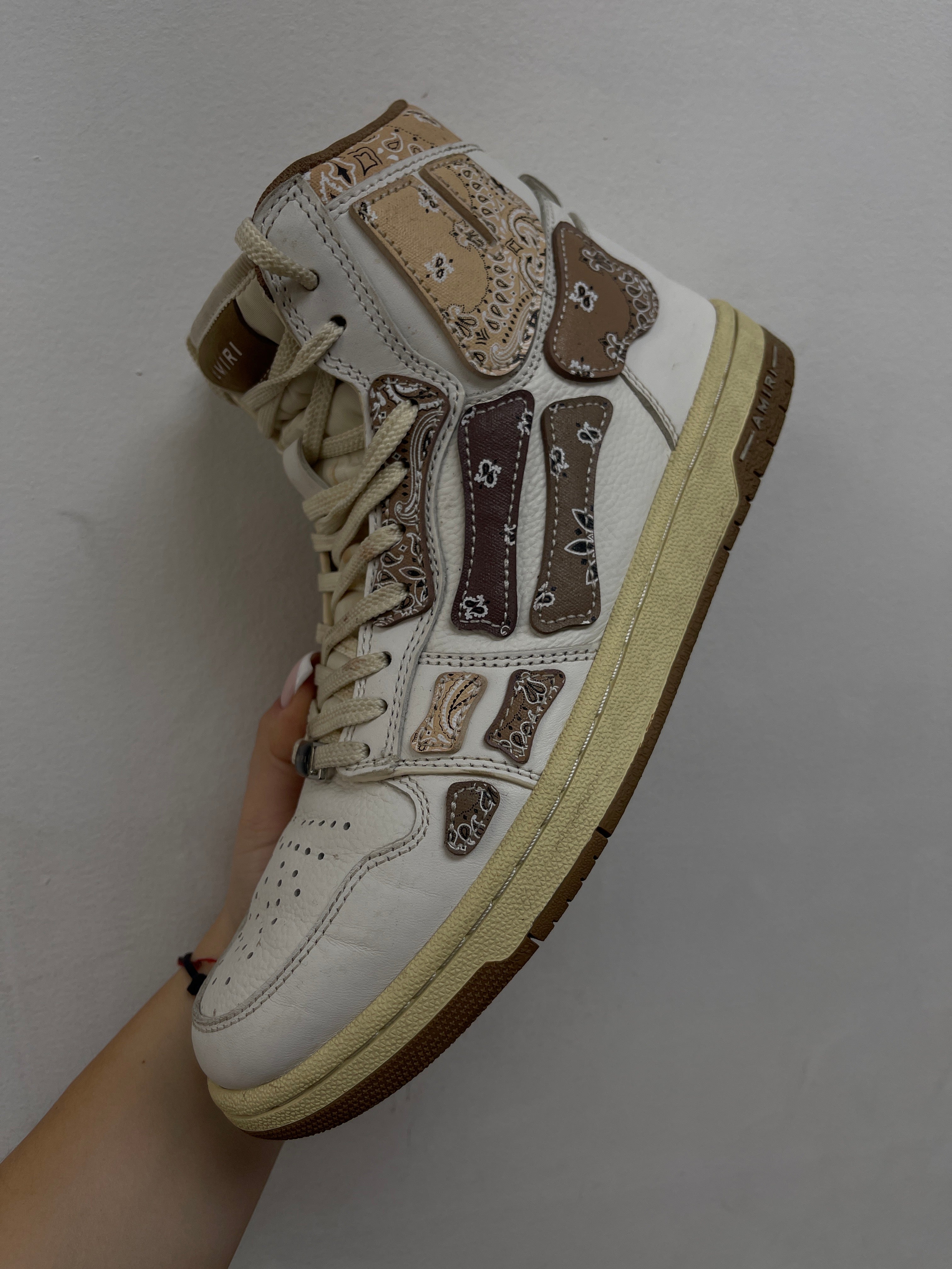 Amiri Brown Paisley Skel Top High Sneakers