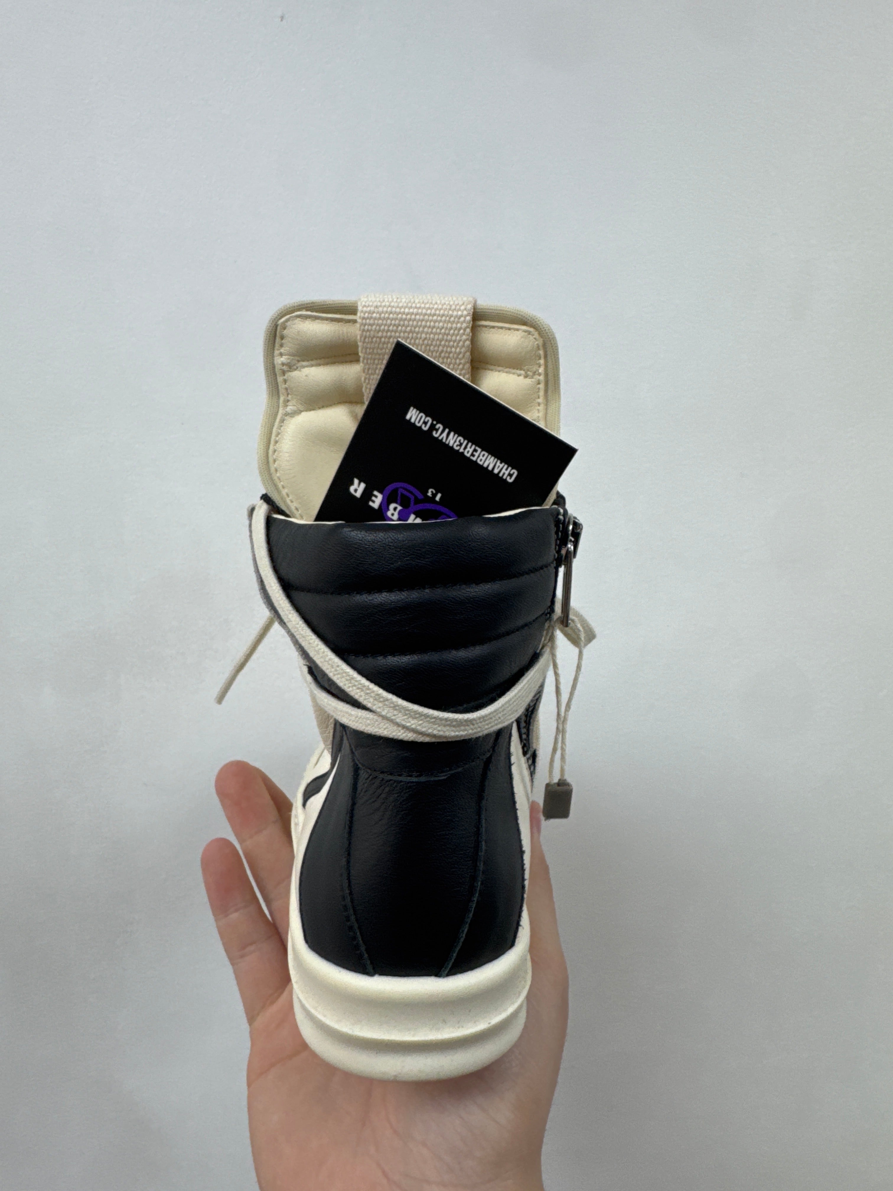 Rick Owens 'Geobasket Jumbo Lace' Hi Black & Milk Sneakers (Kid's)