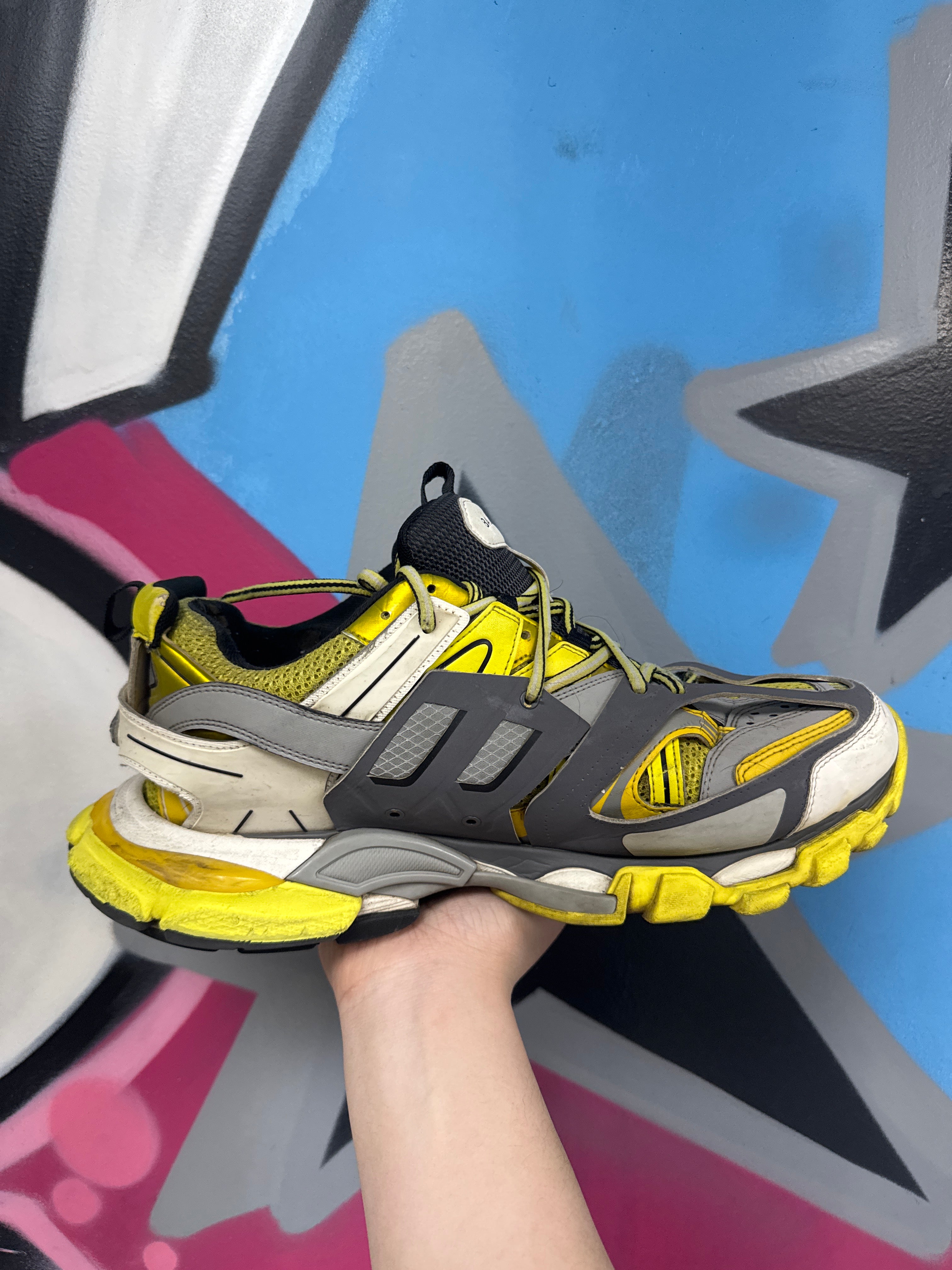 Balenciaga Grey Yellow Track Sneakers