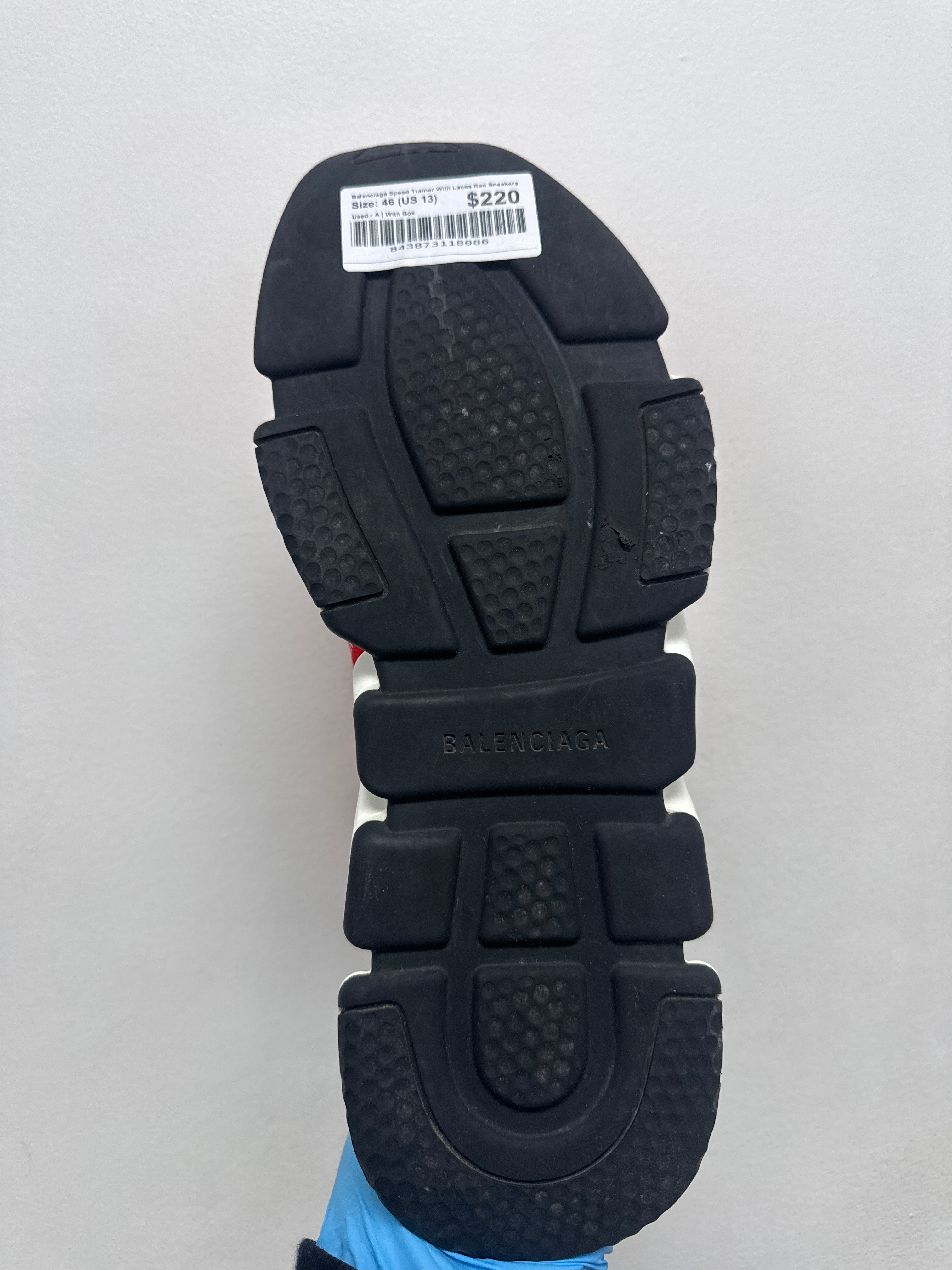 Balenciaga Speed Trainer With Laces Red Sneakers