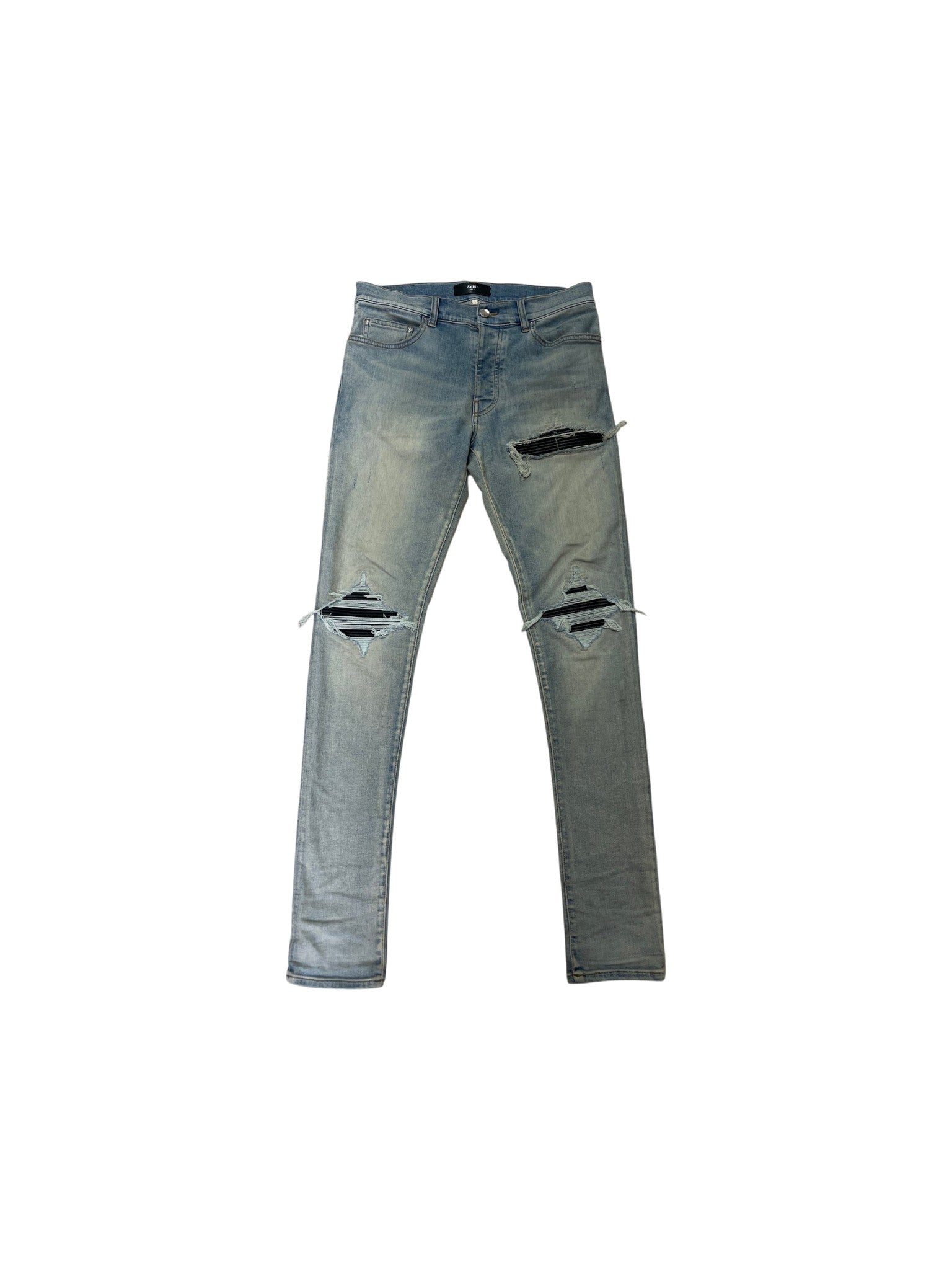 Amiri "MX1" Leather Patch Light Wash & Black Jeans