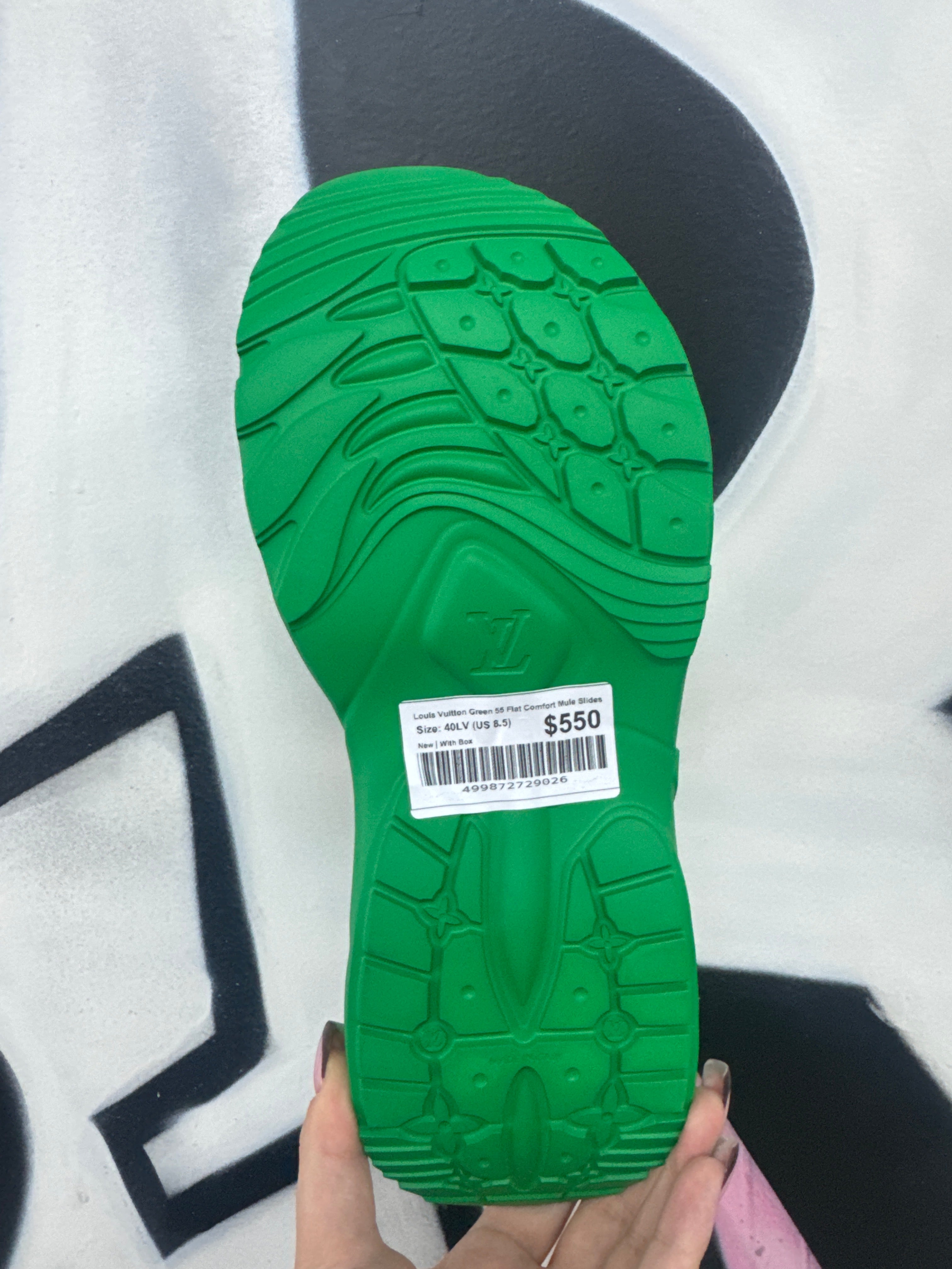 Louis Vuitton Green 55 Flat Comfort Mule Slides