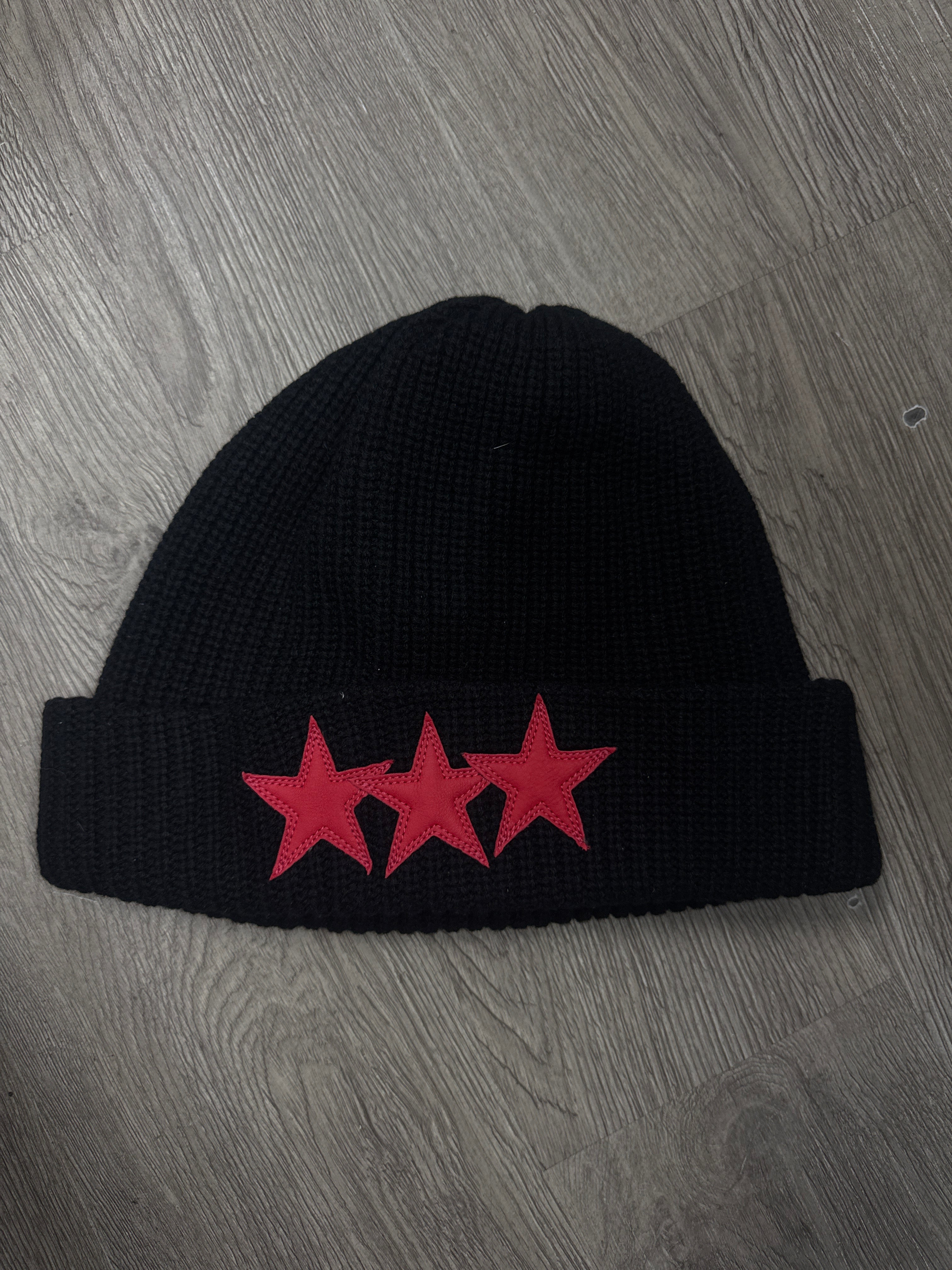 Chrome Hearts Black Red Cashmere Patch Beanie