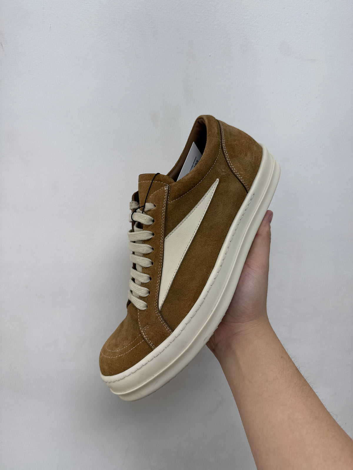 Rick Owens Brown Milk Suede Vintage Sneakers