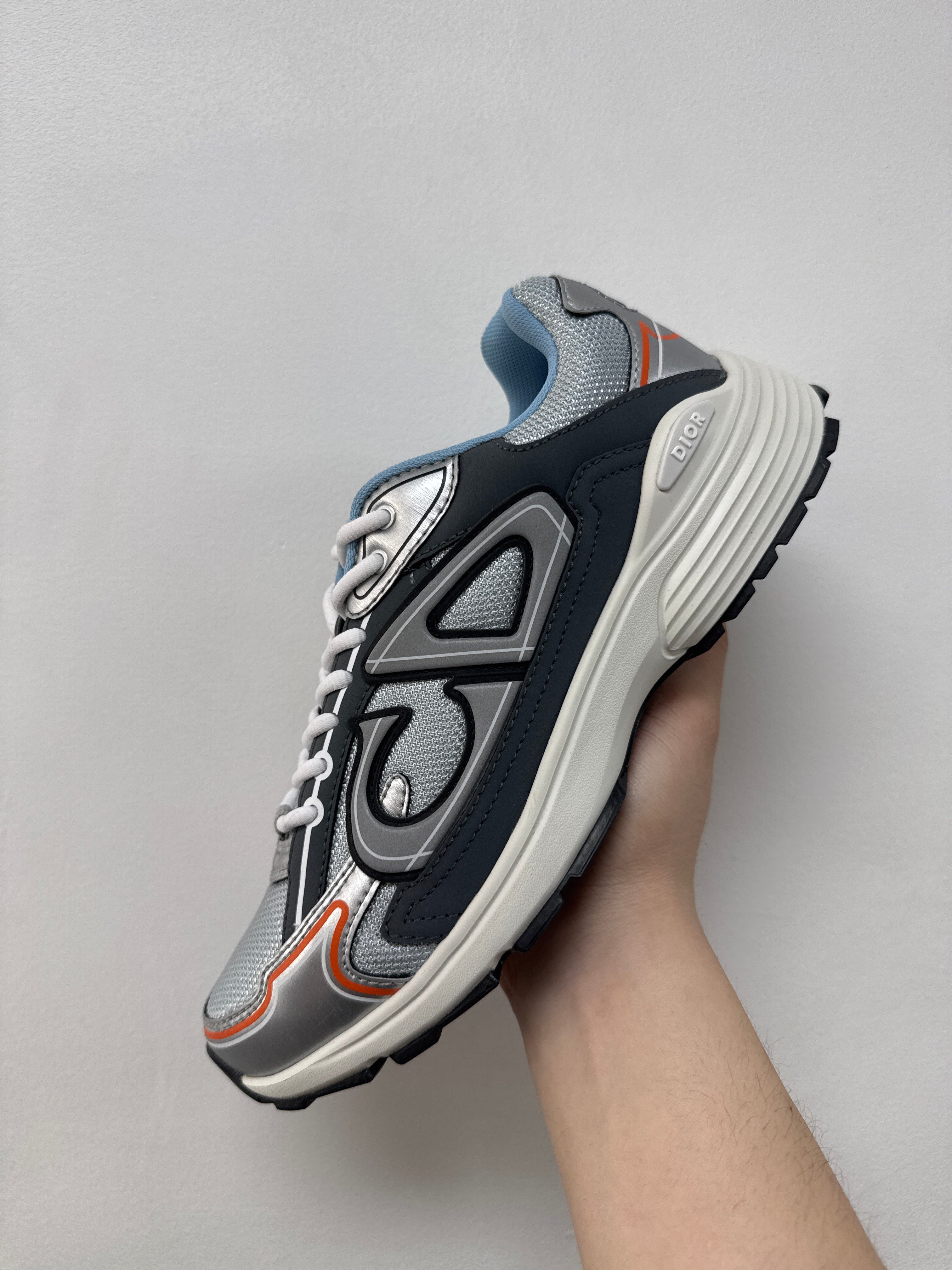 Dior B30 Silver Grey Orange Blue Sneakers