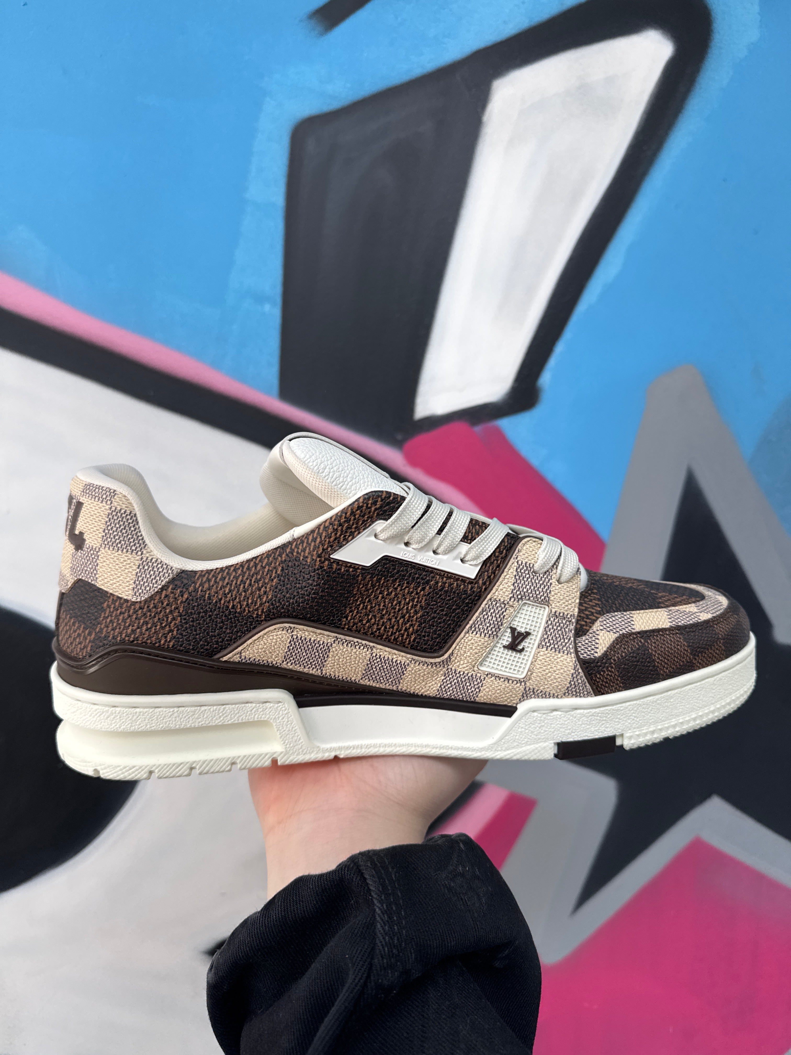 Louis Vuitton Chocolate Brown White Monogram Trainer Sneakers