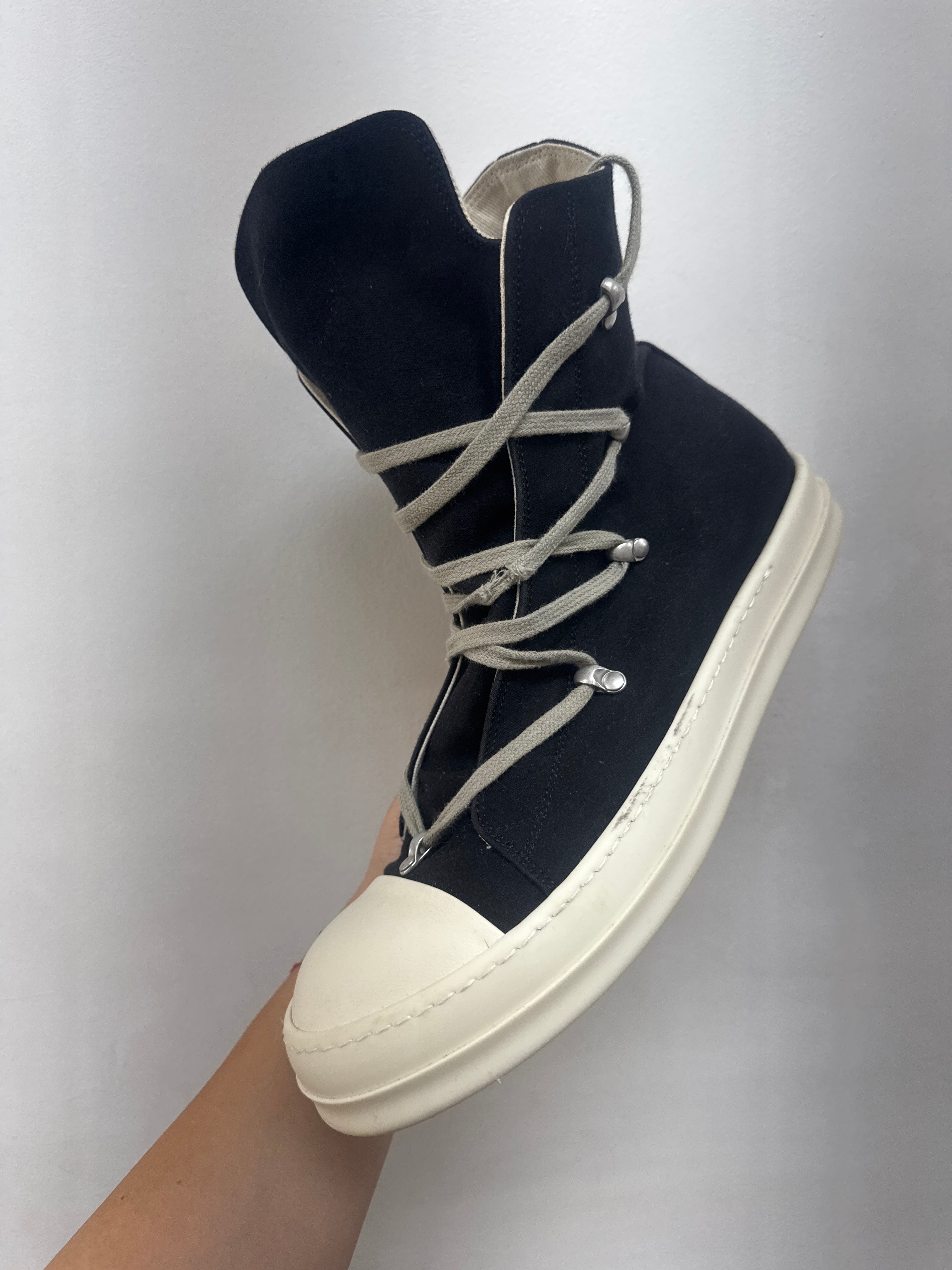 Rick Owens Black Cream Hexa Sneakers