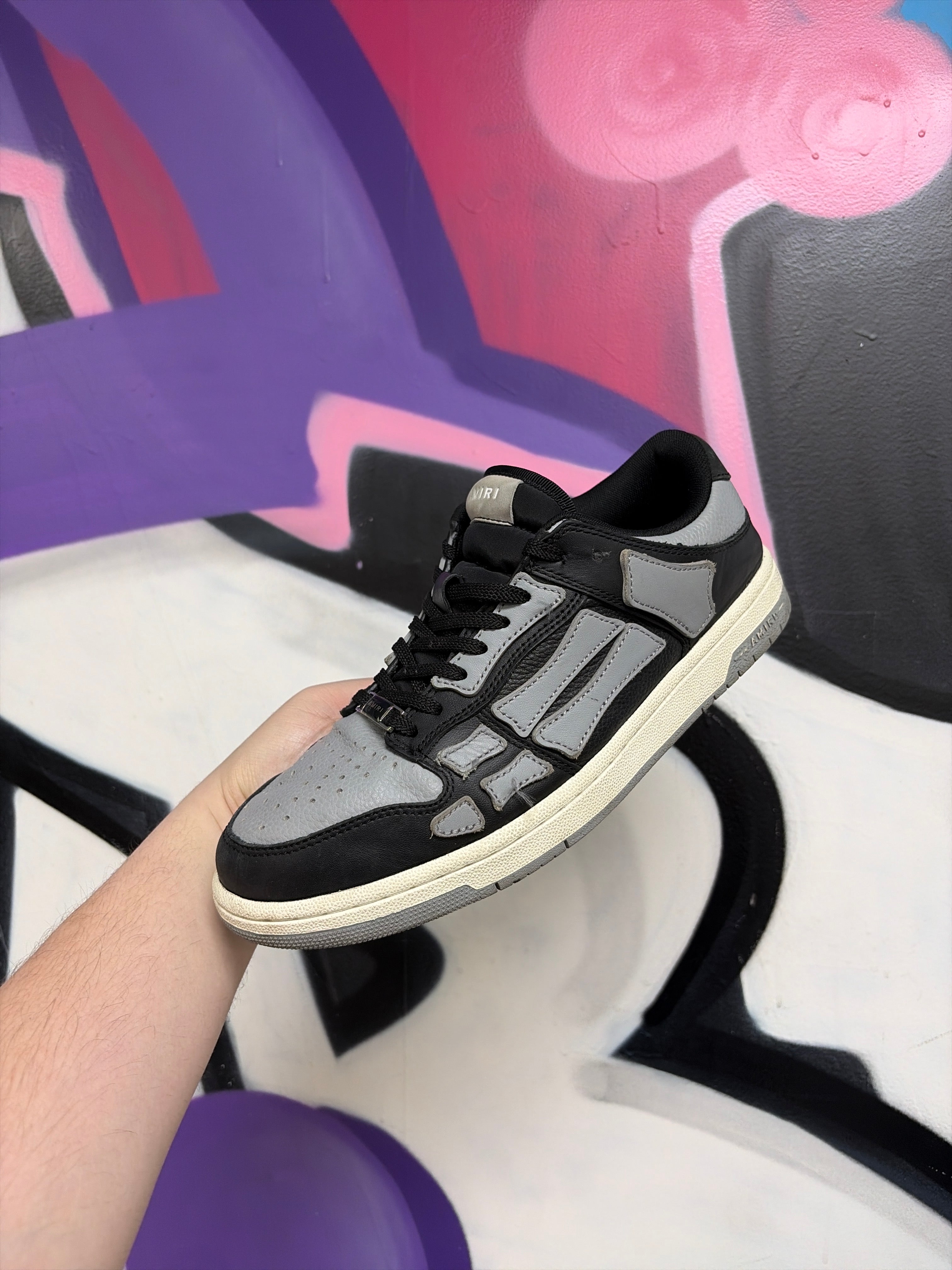 Amiri Black Grey Skel Top Low Sneakers