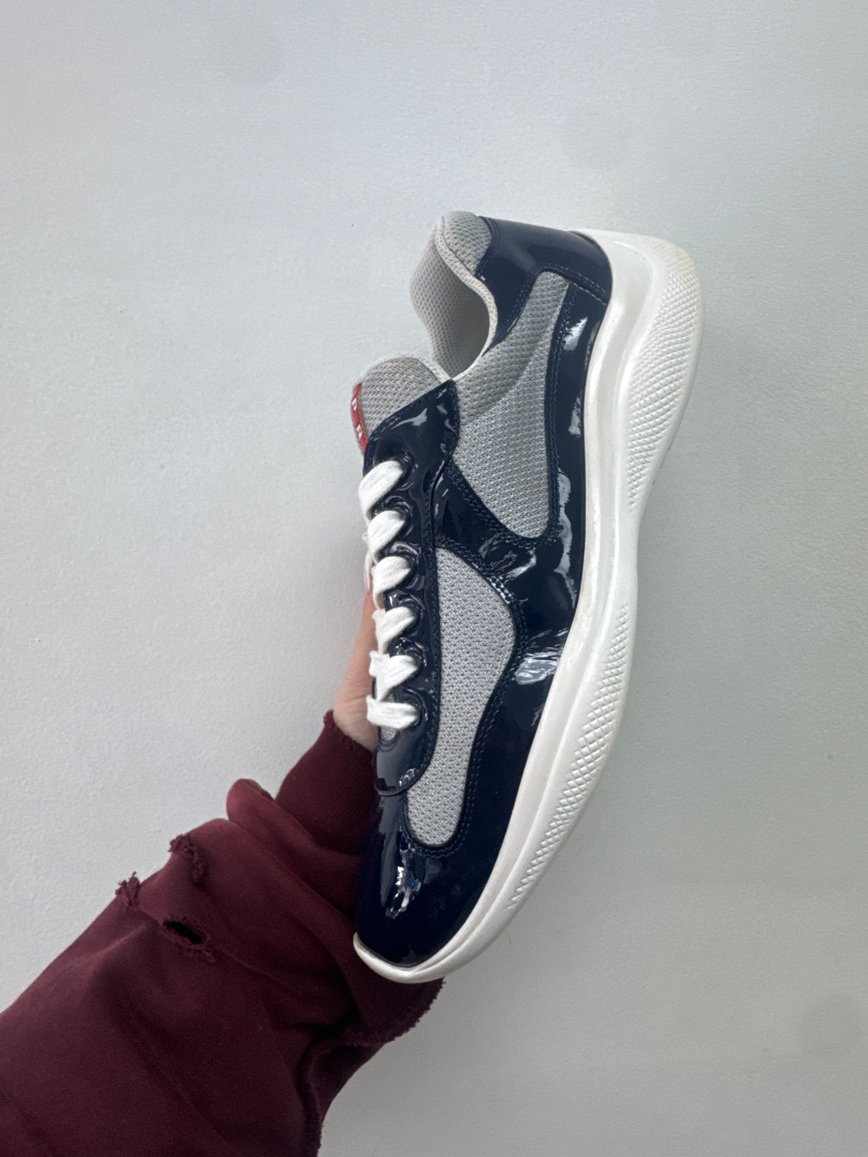 Prada Navy White Cup Sneakers