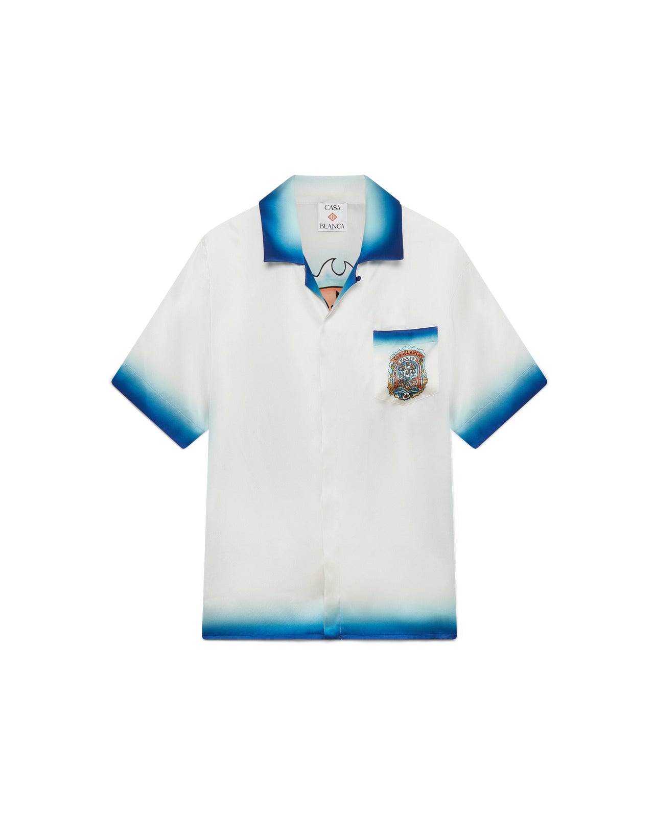 Casablanca "Casa Way Skate" Silk Short Sleeve White Shirt