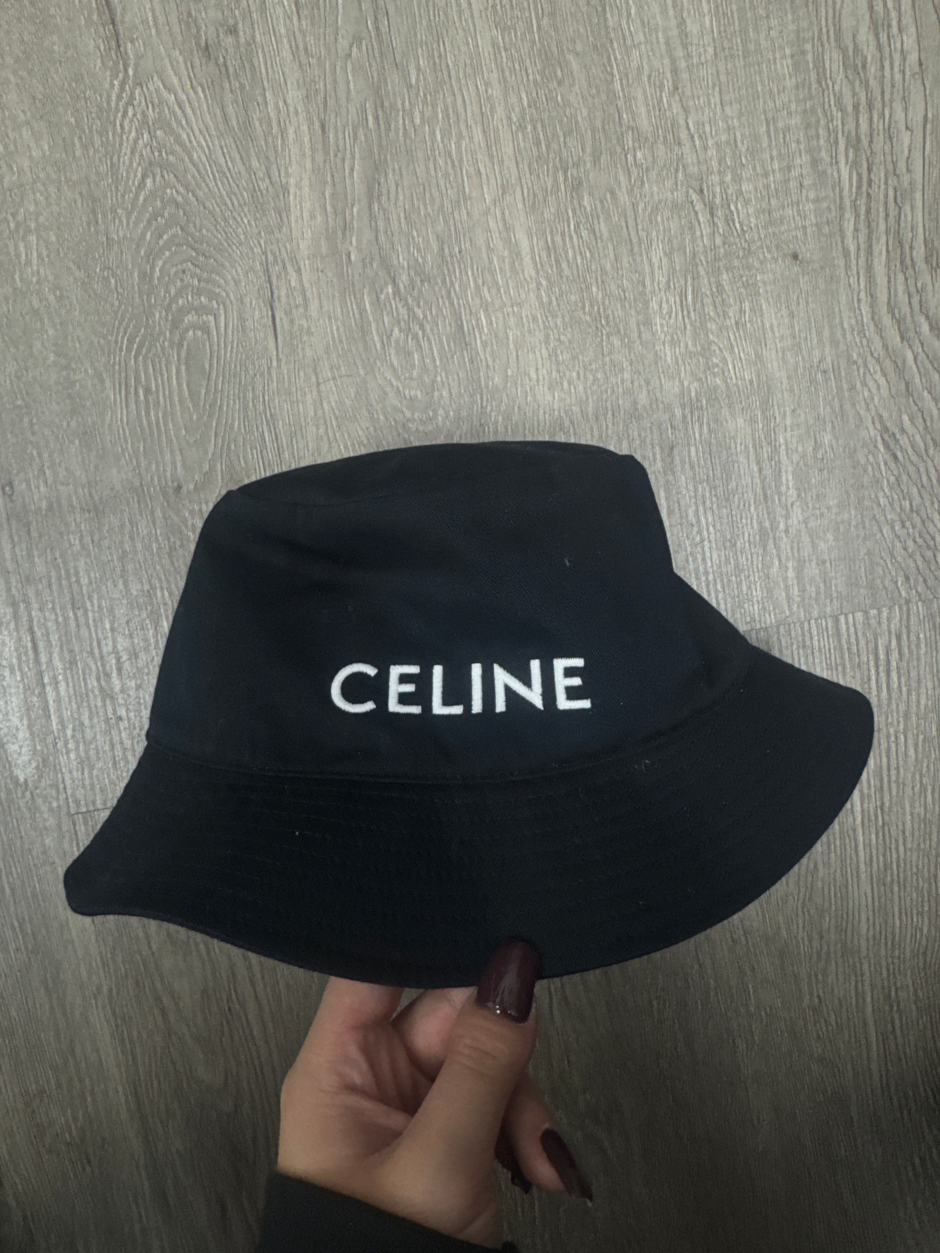 Celine Black Spellout Bucket Hat