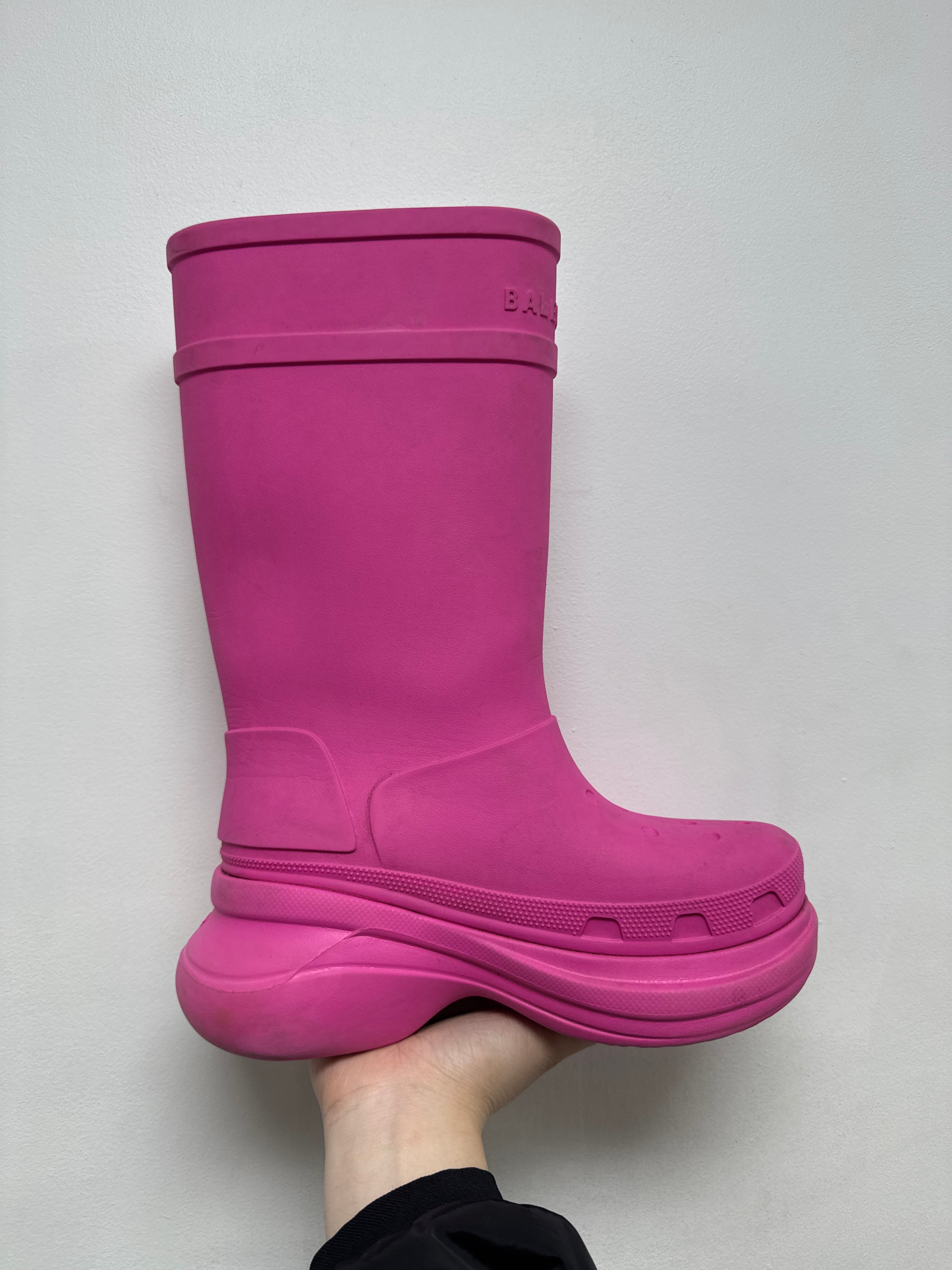 Balenciaga Pink Crocs Boots