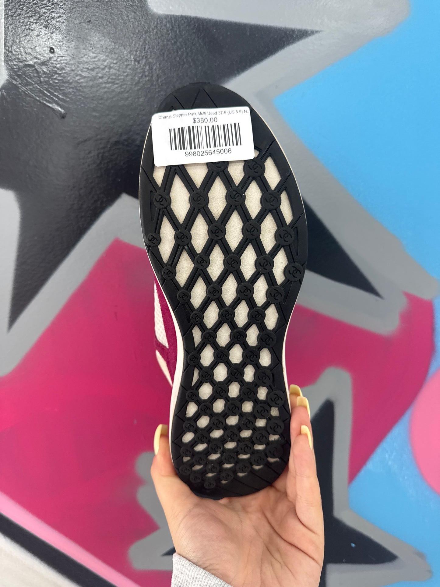 Chanel Stepper Pink Multi Used 37.5 (US 5.5) No Box