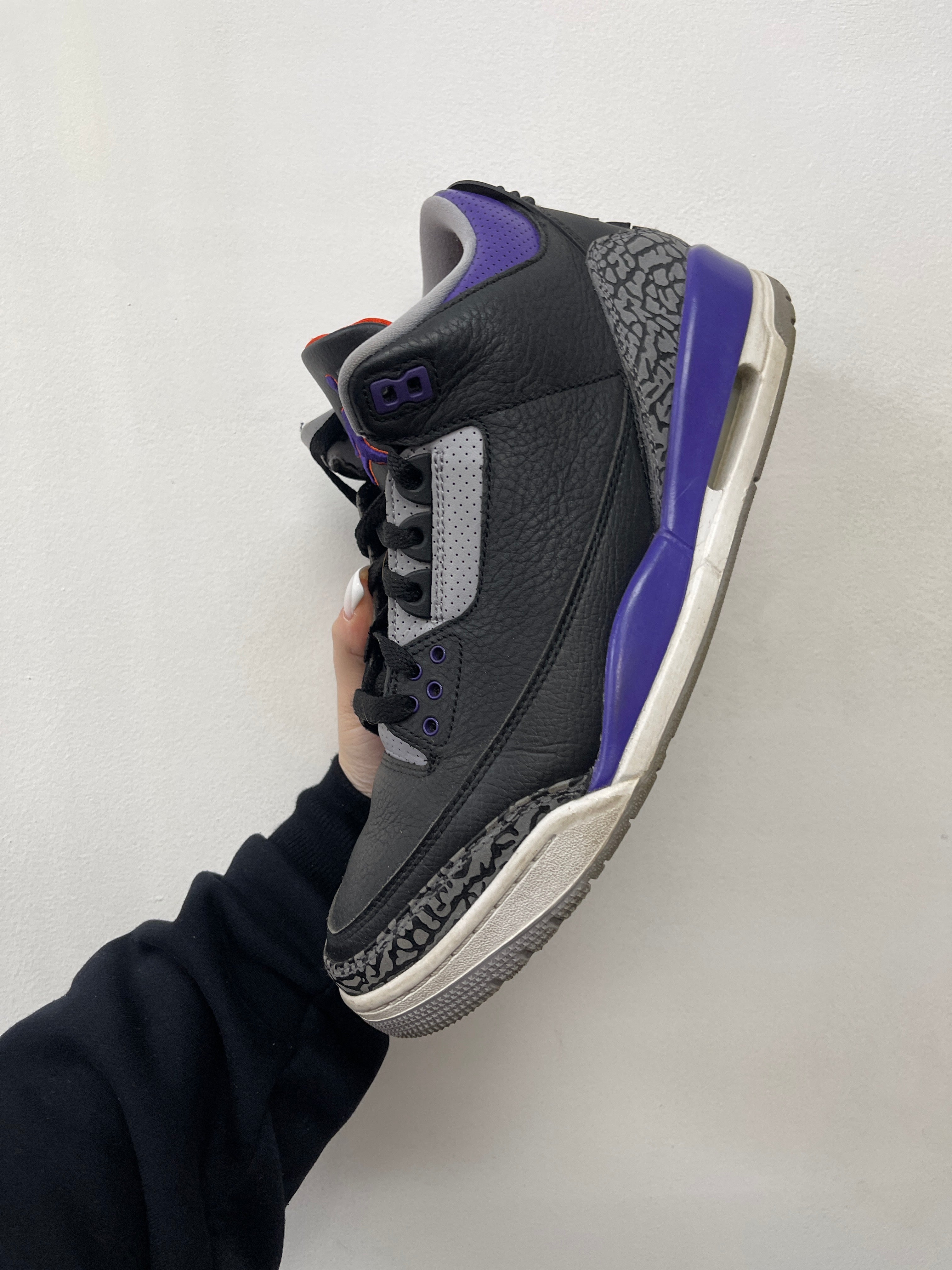 Jordan 3 Black Court Purple Sneakers