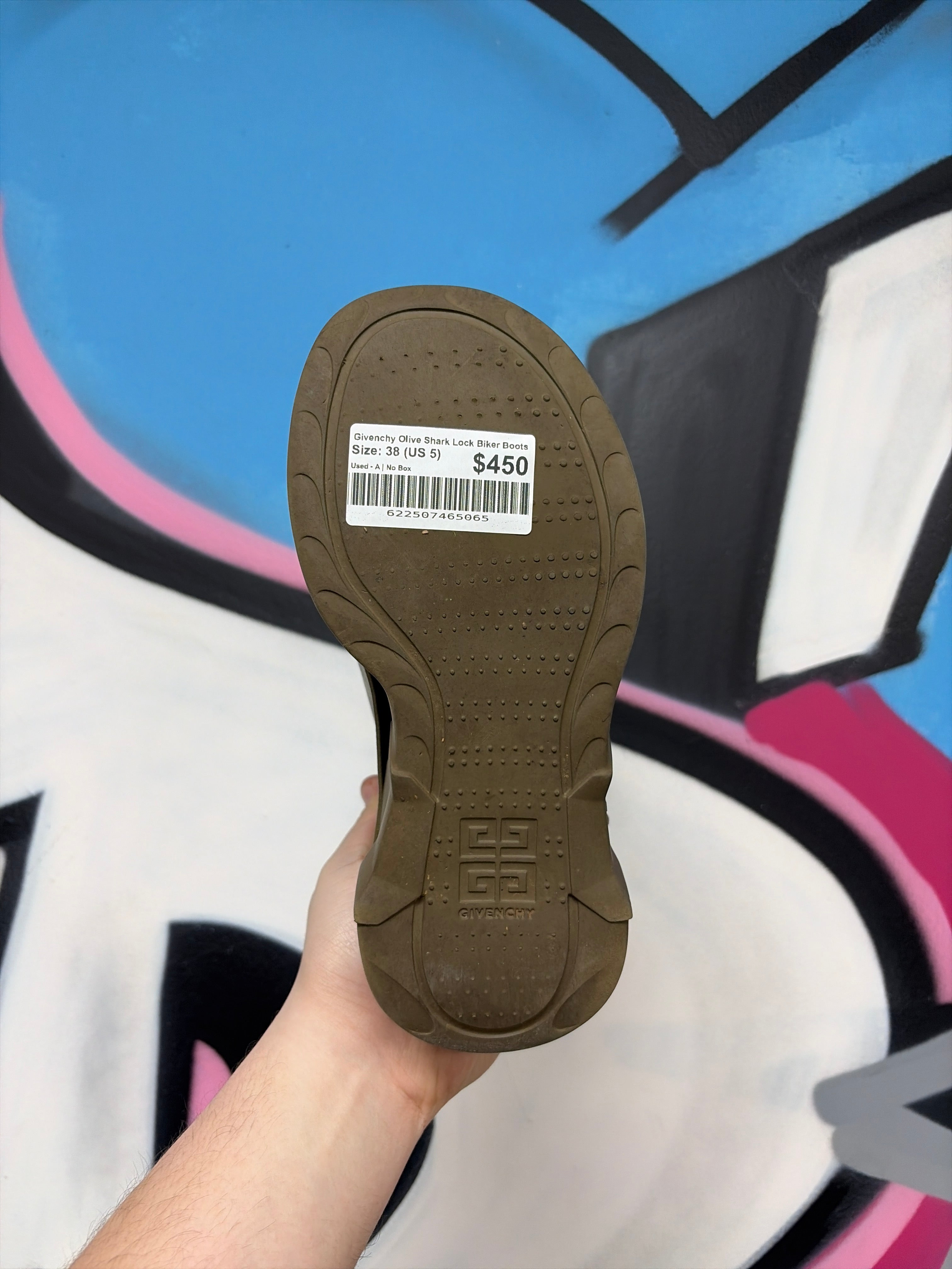 Givenchy Olive Shark Lock Biker Boots