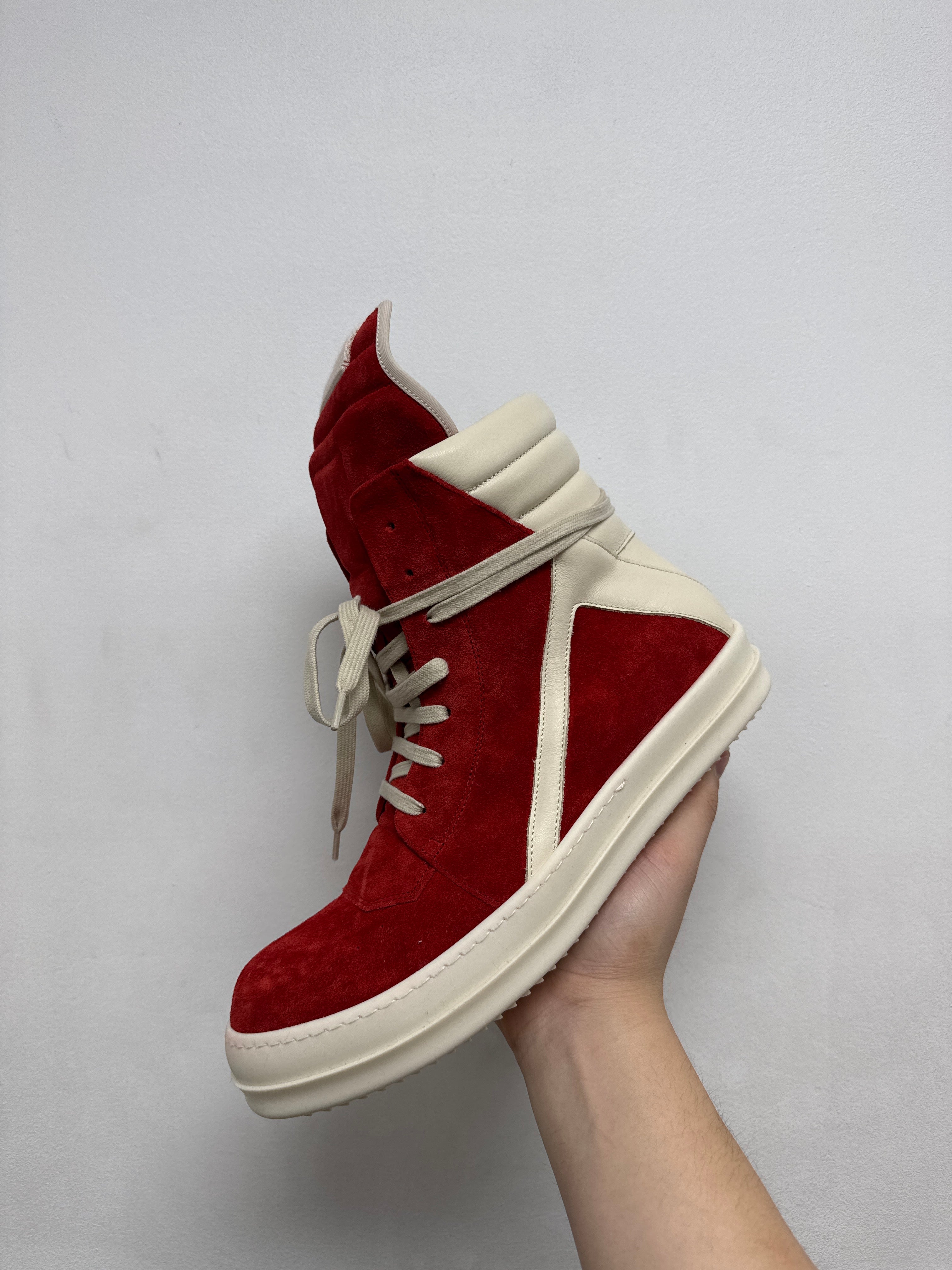 Rick Owens Red Geobasket Sneakers