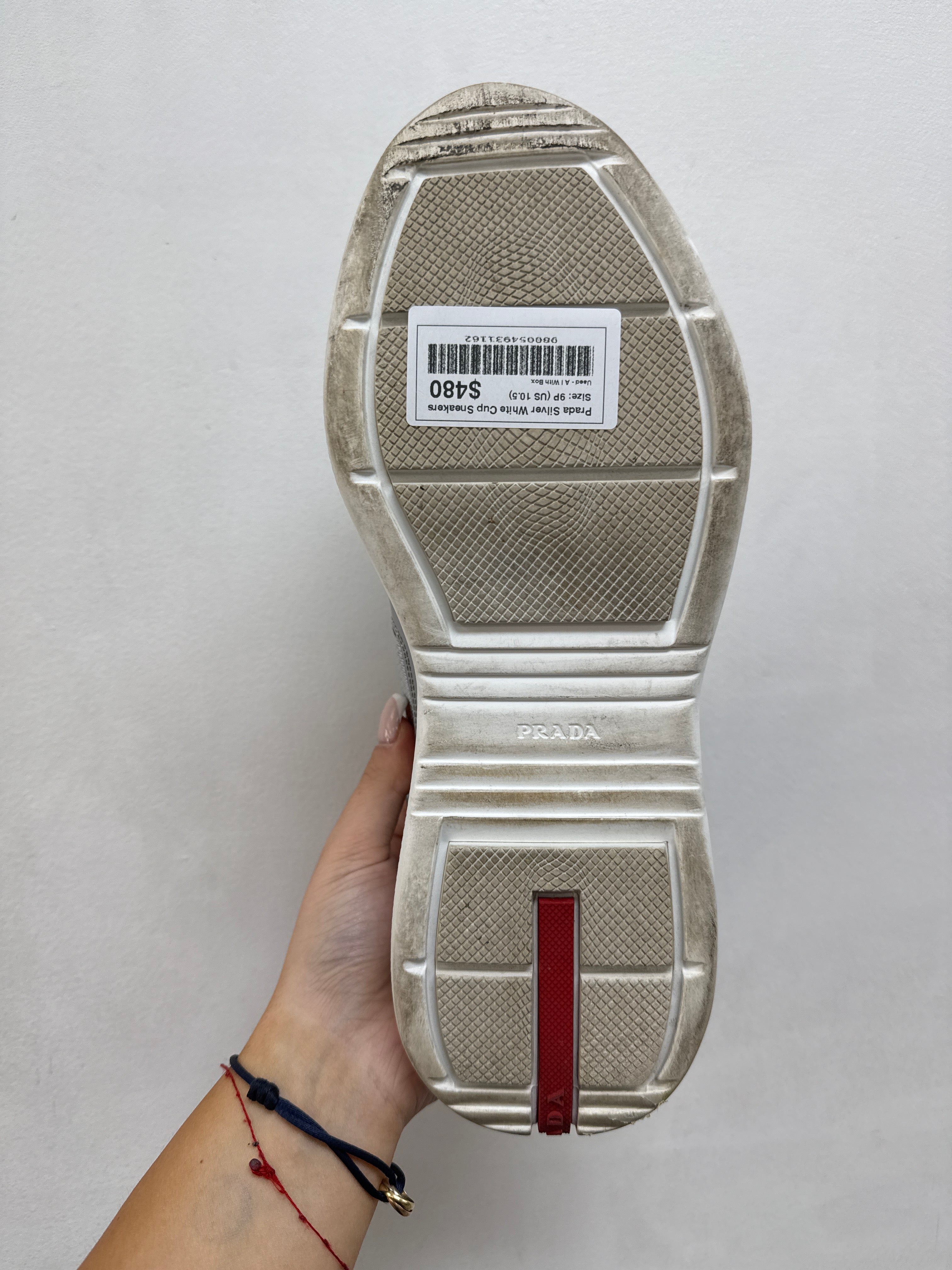 Prada Silver White Cup Sneakers