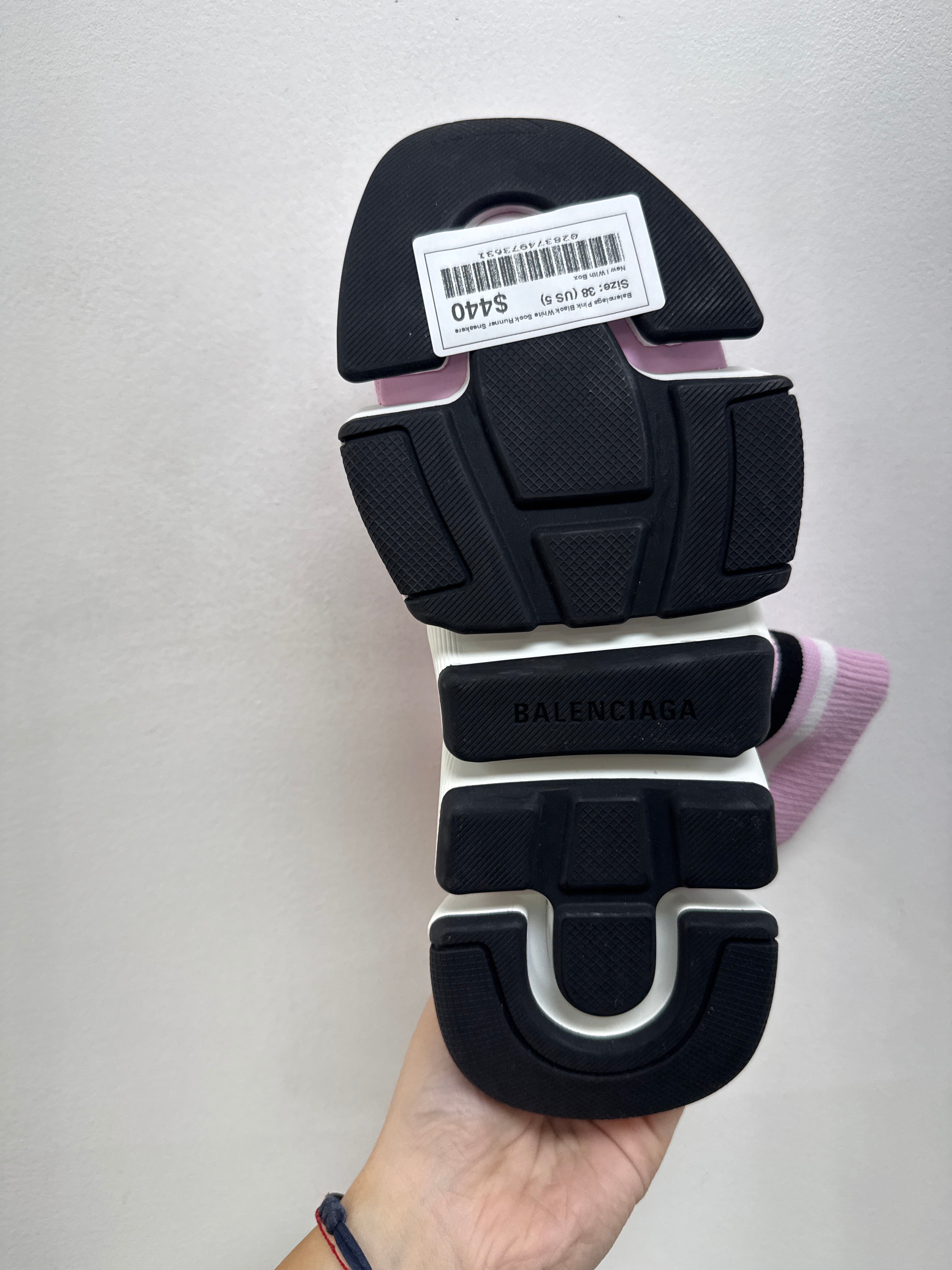 Balenciaga Pink Black White Sock Runner Sneakers