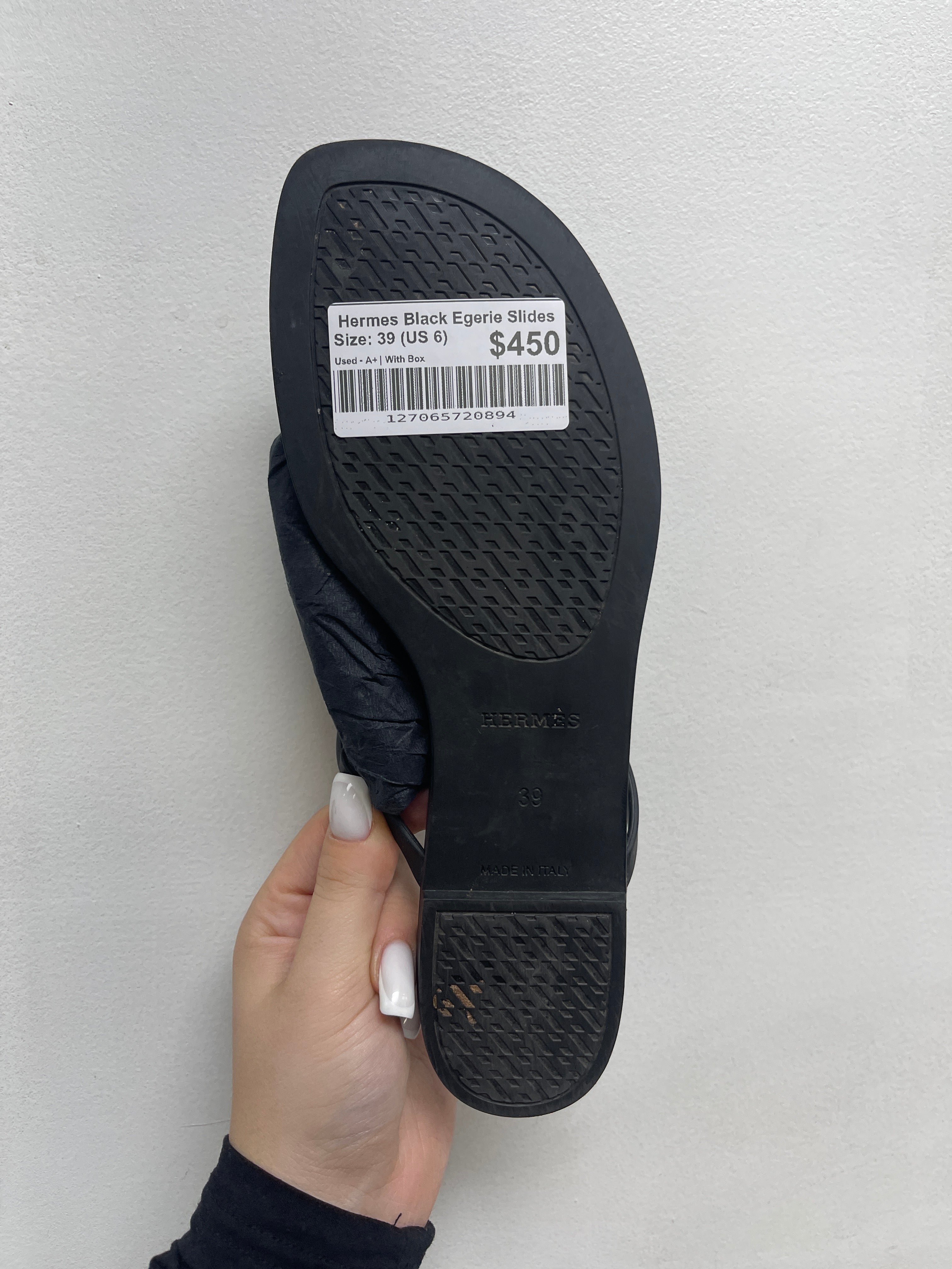 Hermes Black Egerie Slides