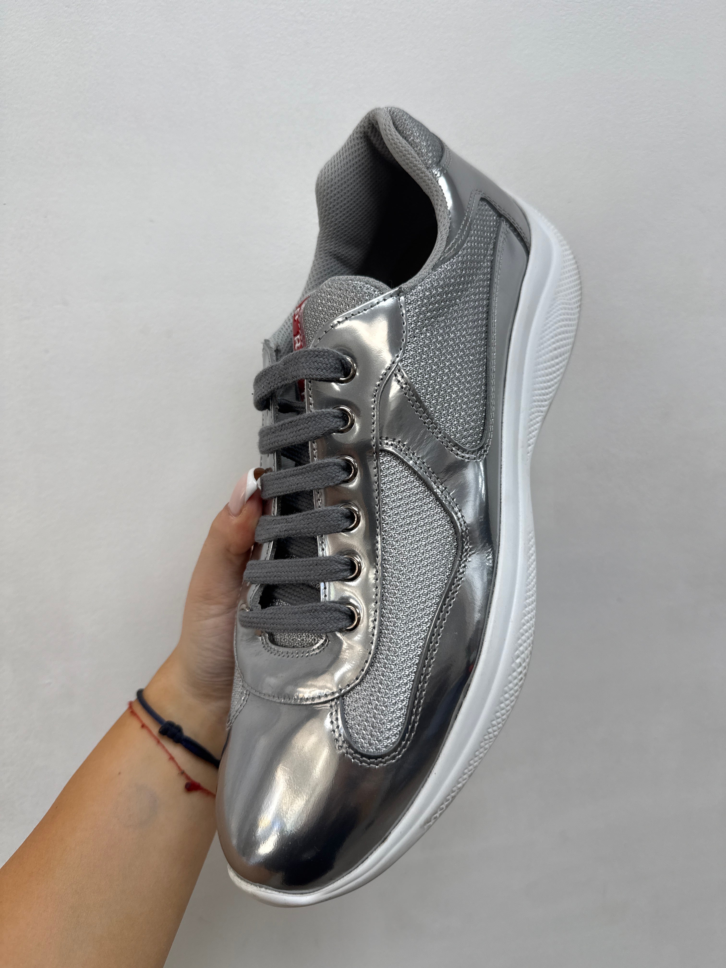 Prada Silver White Cup Sneakers