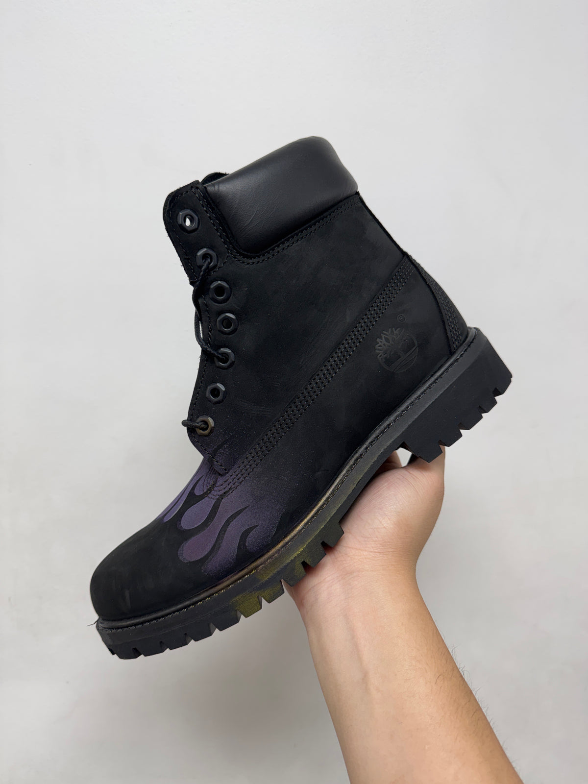 Loso Wav Black Purple Flames Timberlands Boots
