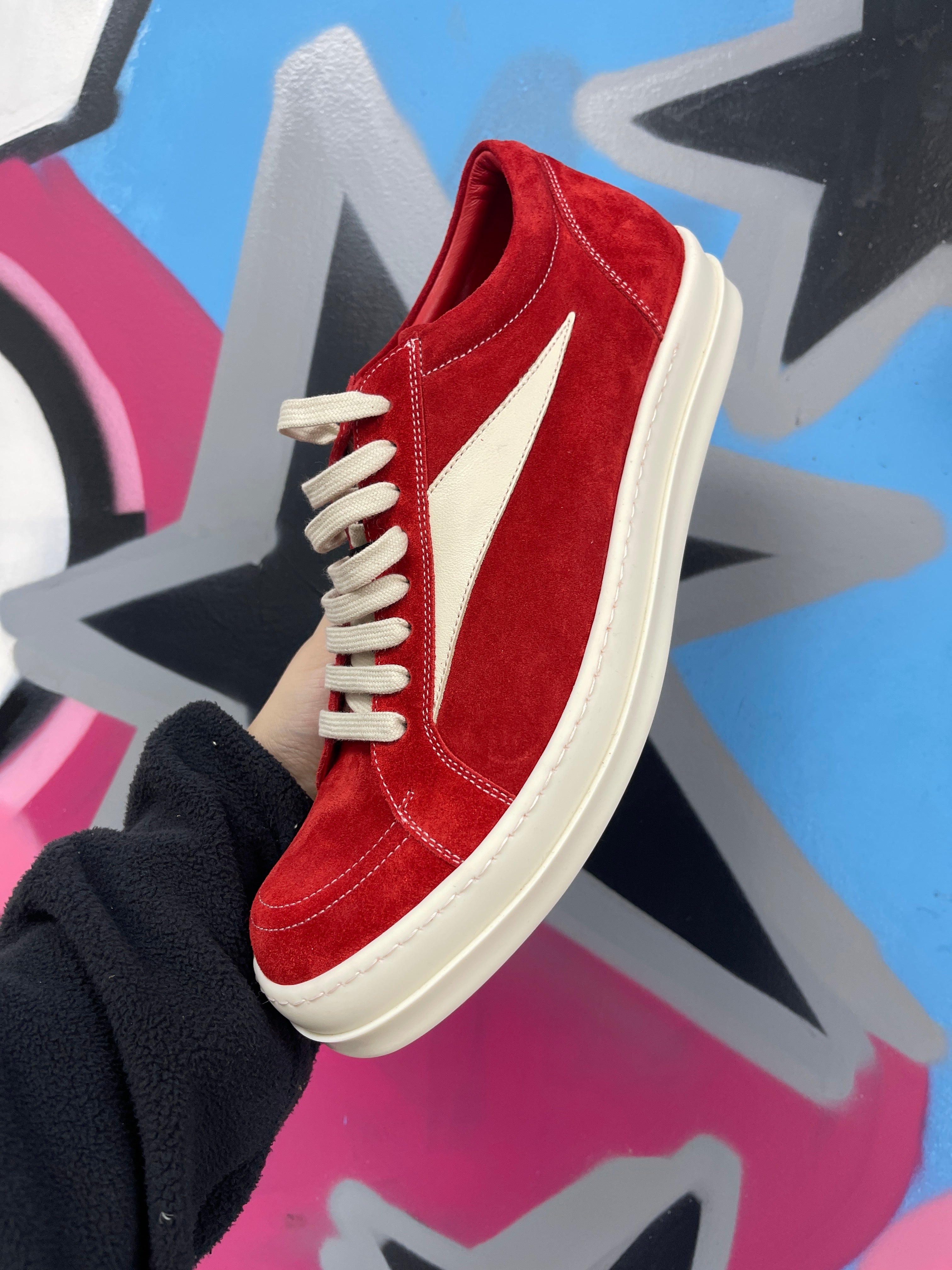 Rick Owens Red Vintage Mainline Sneakers