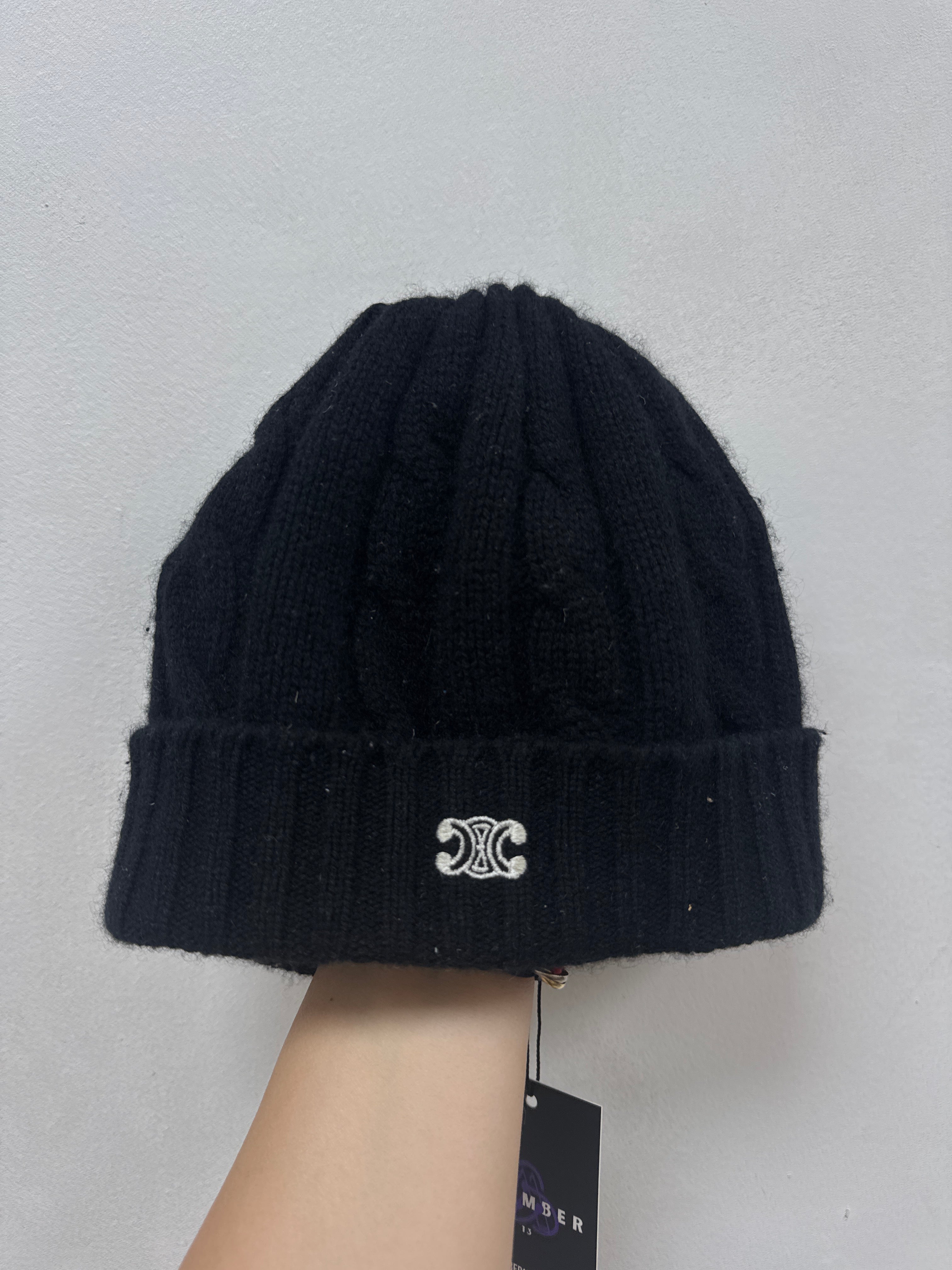 Celine Cashmere Triomphe Logo Beanie