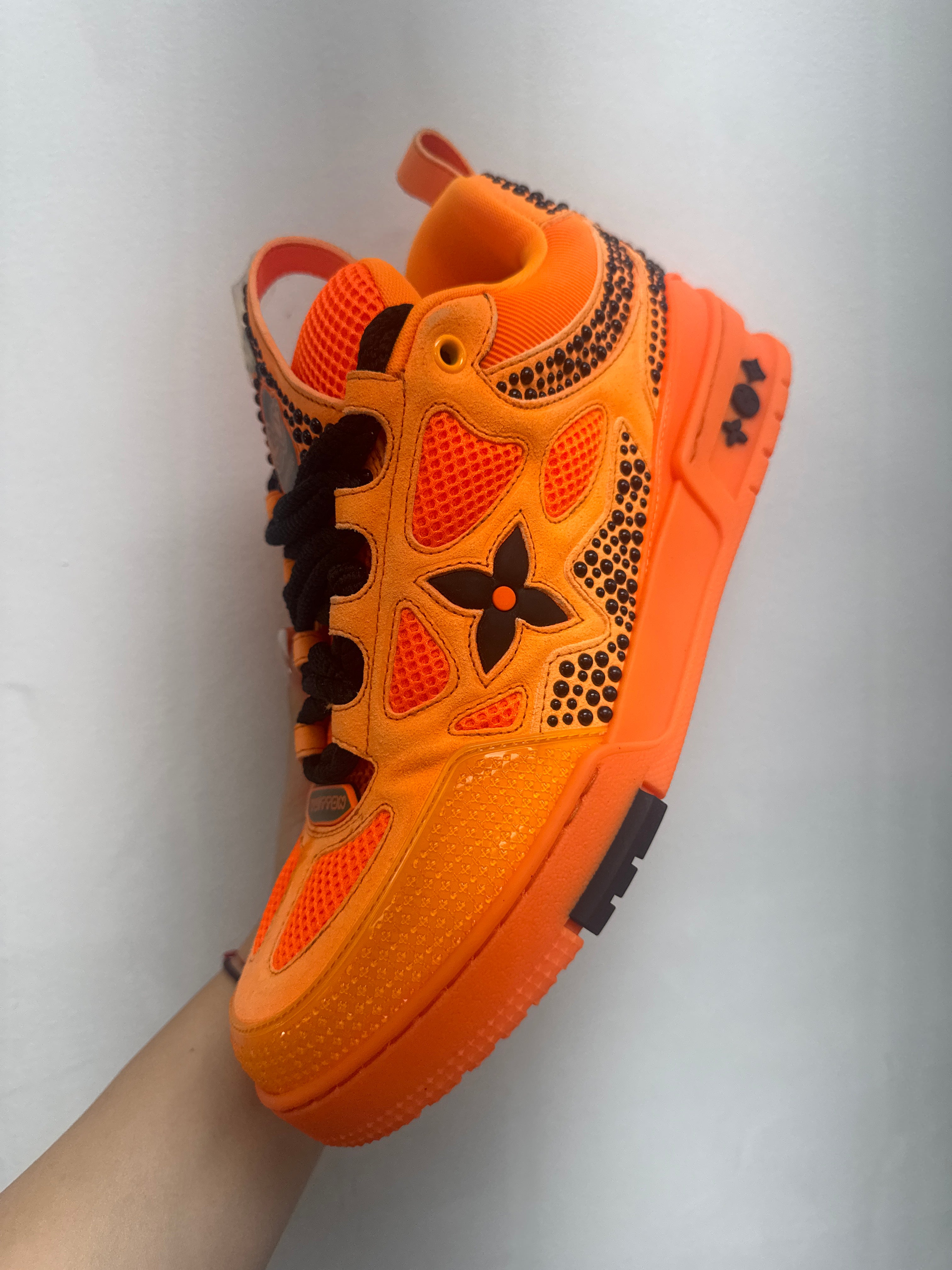 Louis Vuitton Orange Black Studded Skates Sneakers