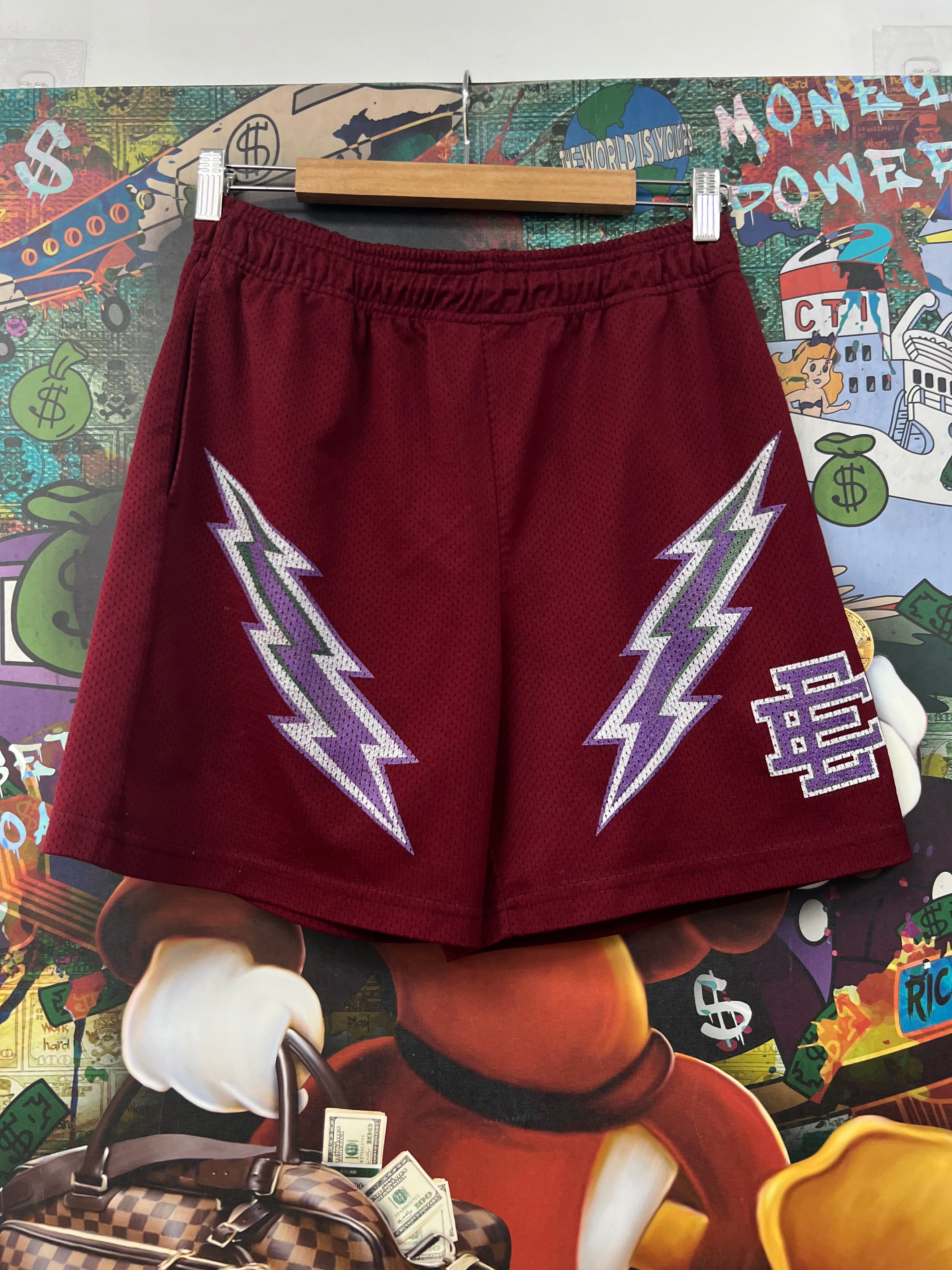 Eric Emanuel Burgundy Purple Bolt Shorts