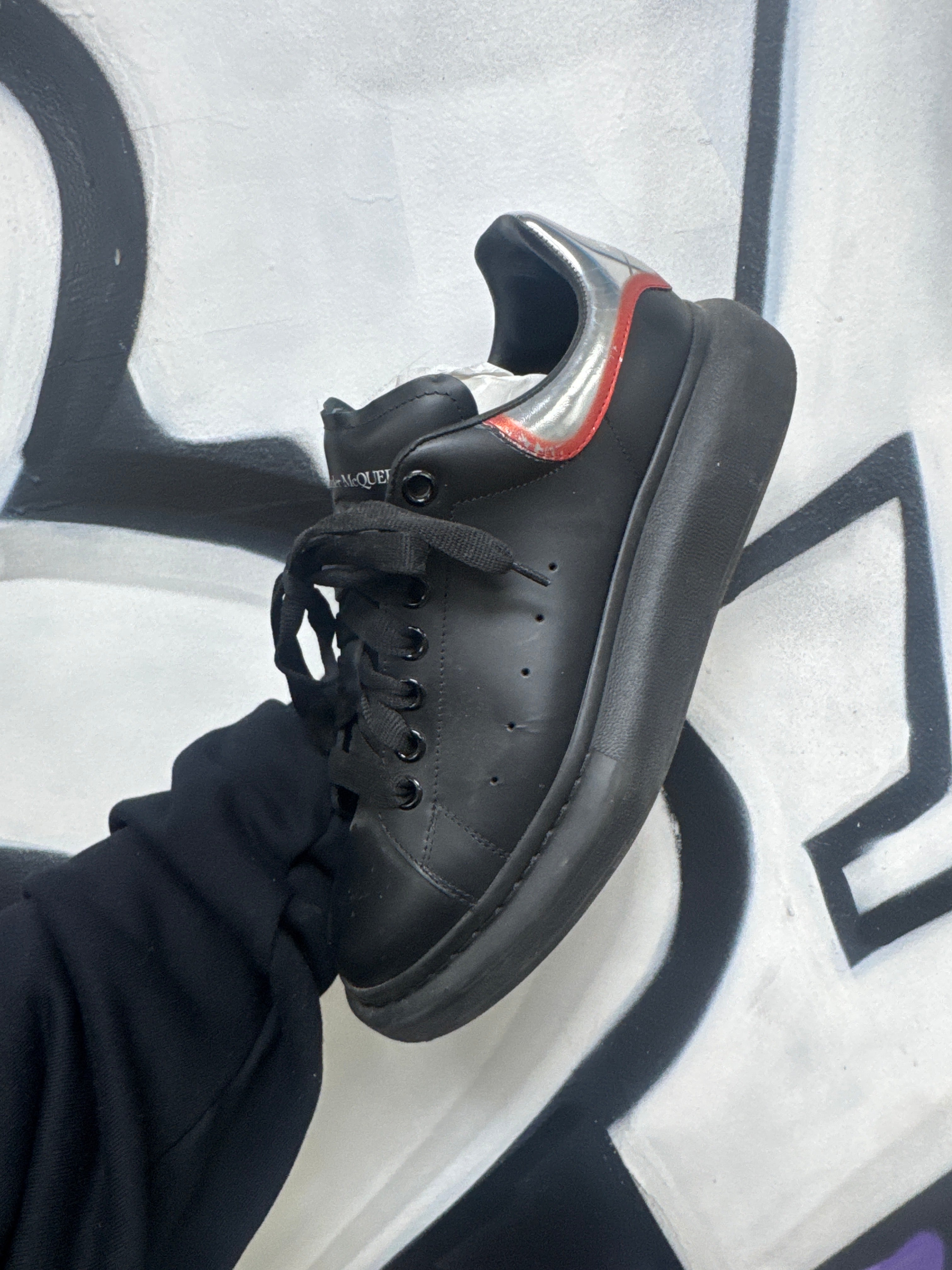 Alexander Mcqueen Black Silver Bronze Heel Sneakers