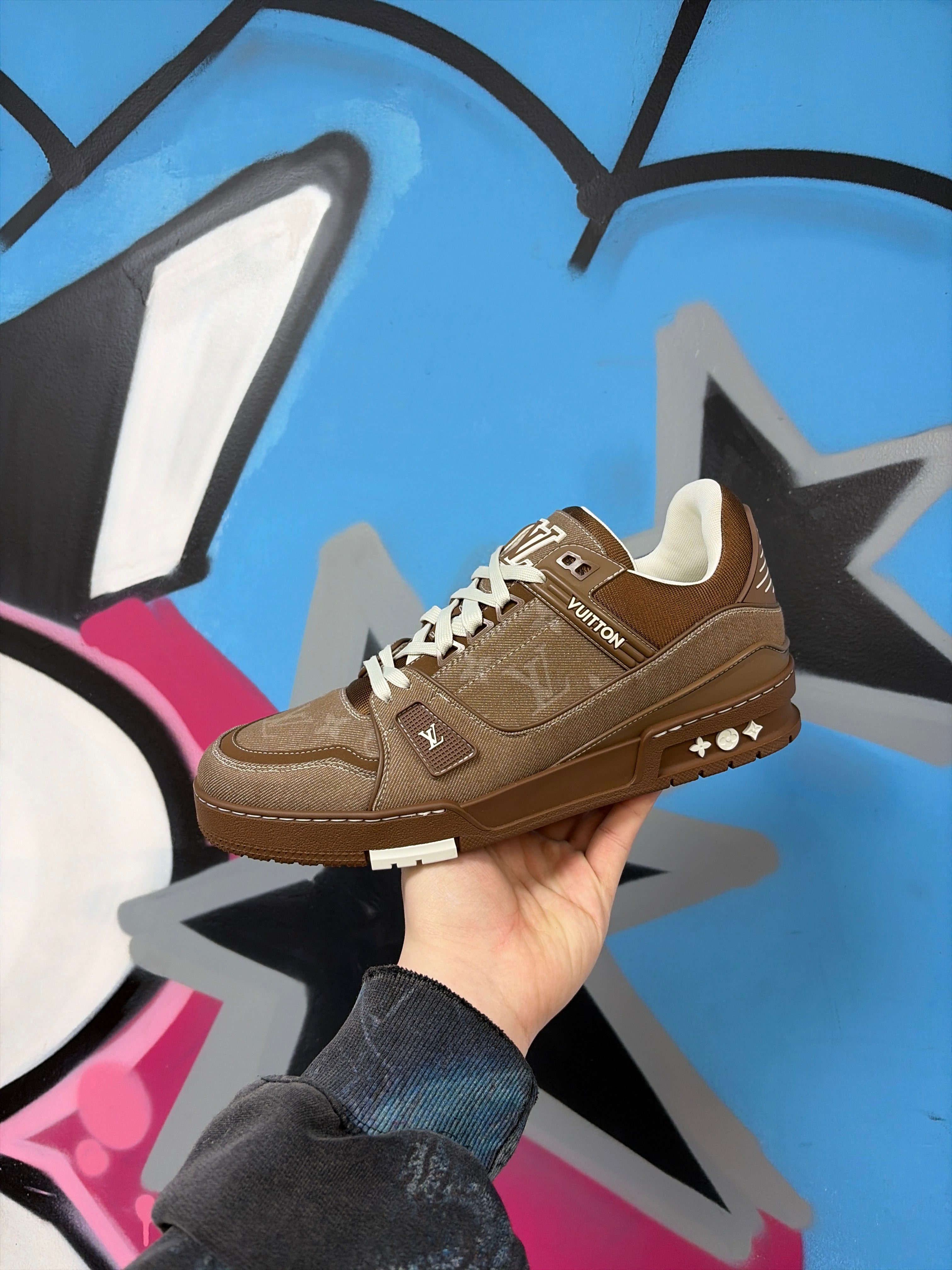 Louis Vuitton Brown Denim Monogram Trainer Sneakers