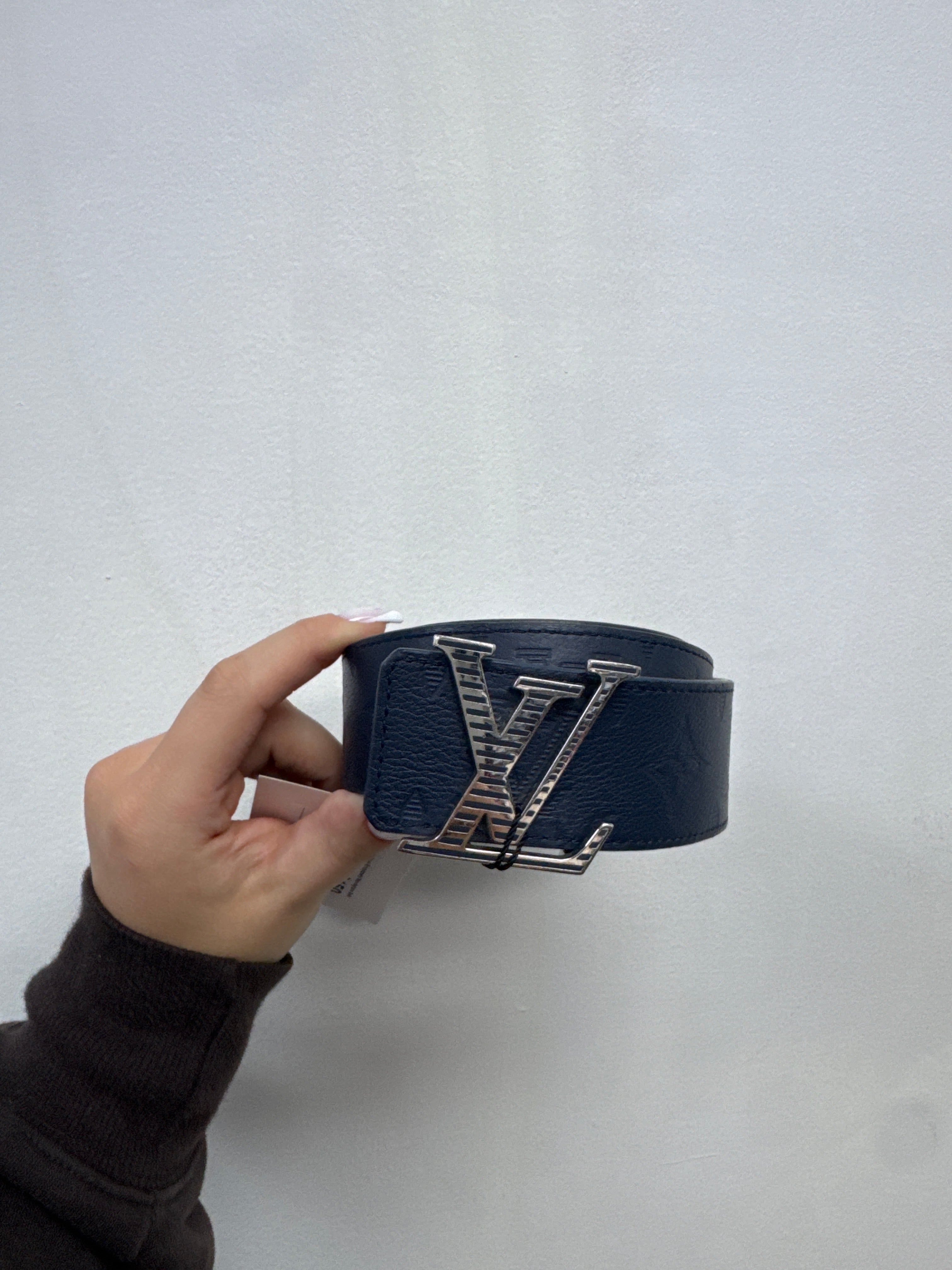 Louis Vuitton Navy Embossed Monogram Belt