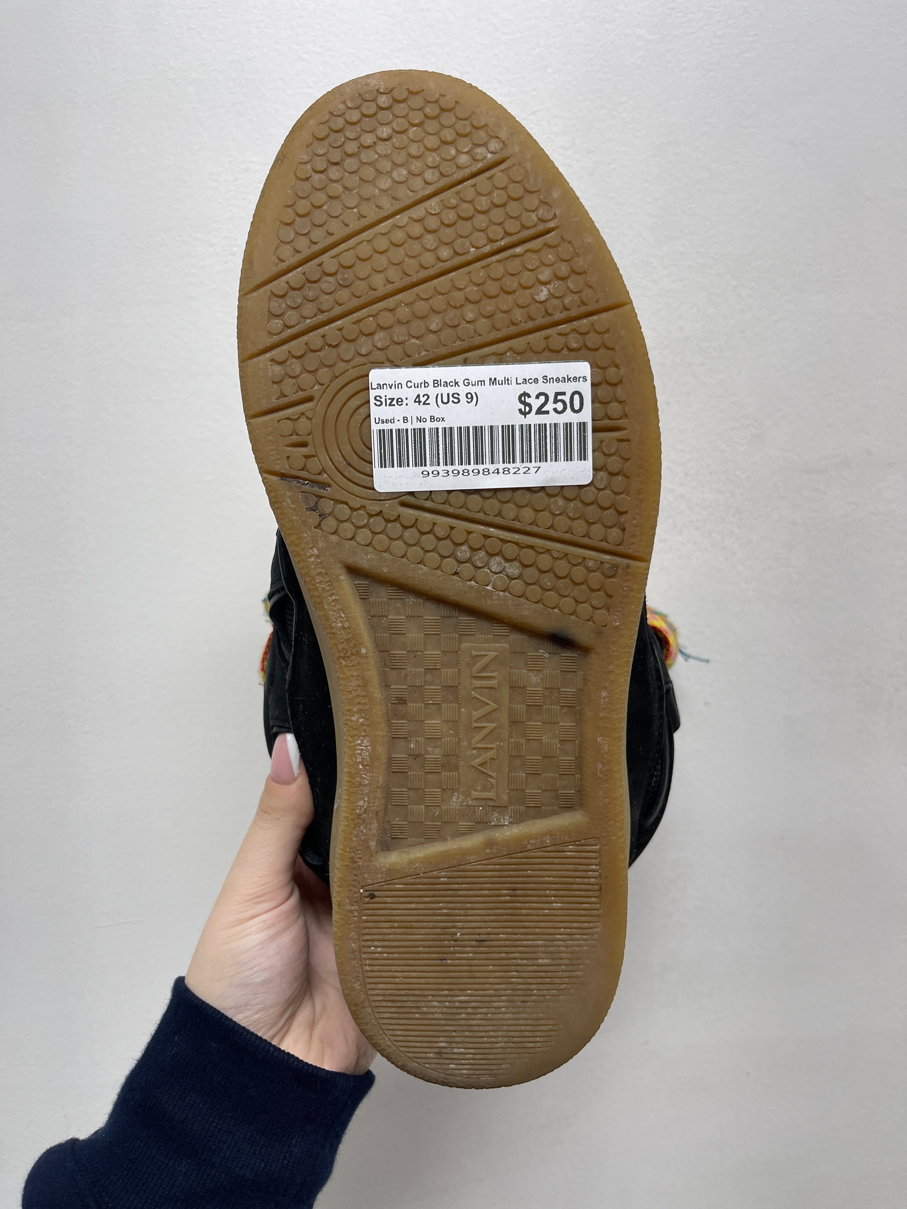 Lanvin Curb Black Gum Multi Lace Sneakers