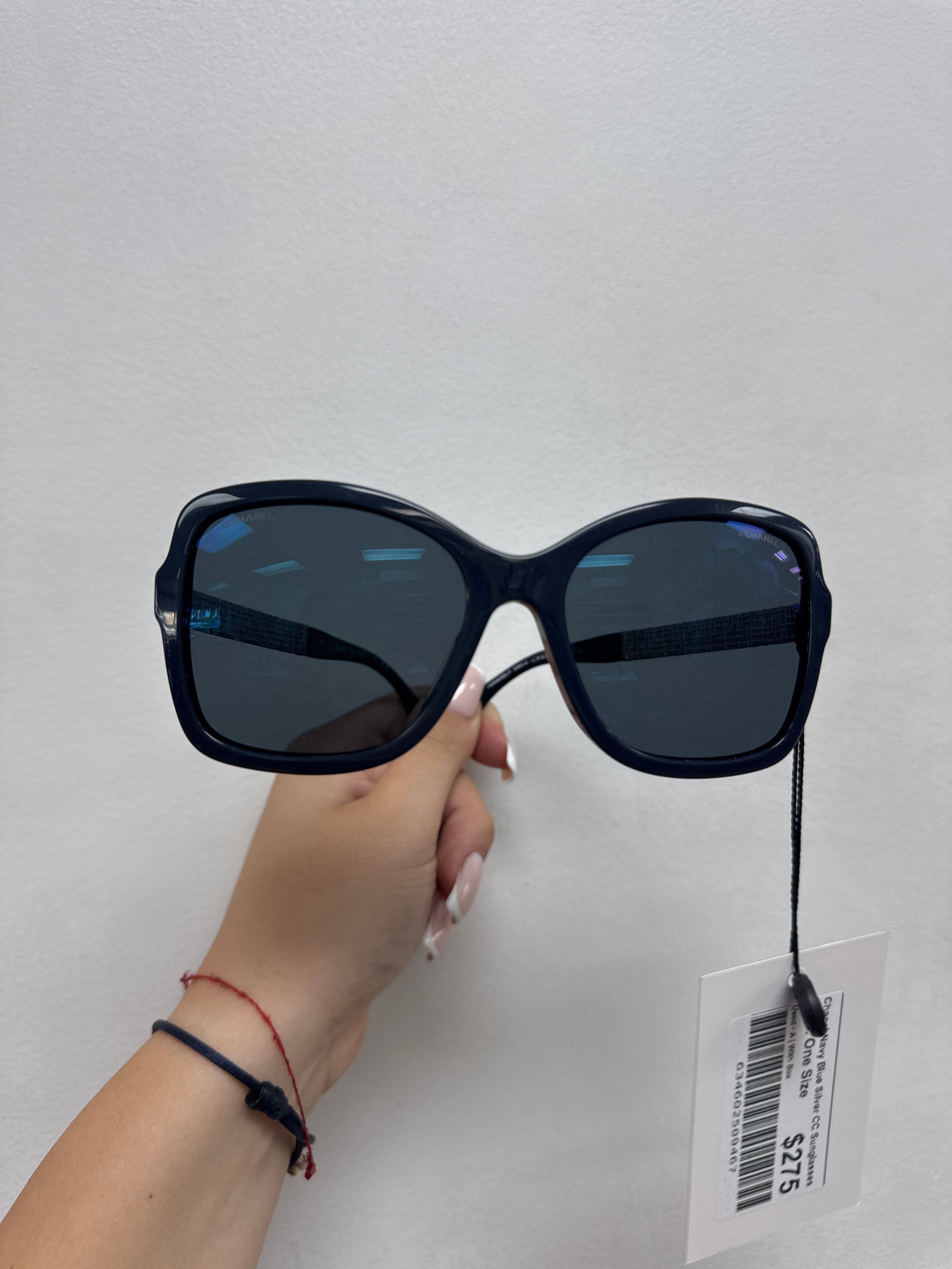 Chanel Navy Blue Silver CC Sunglasses