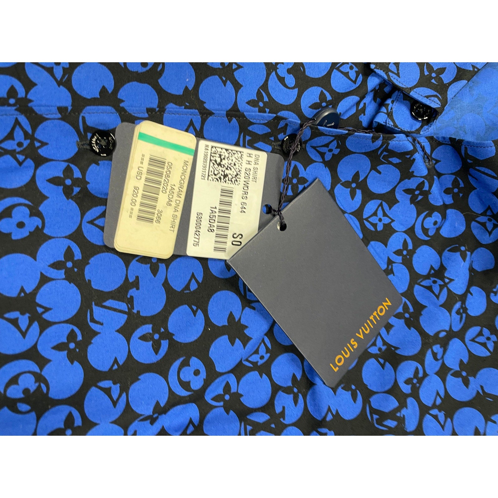 Louis Vuitton Button Up Royal Blue Black Small New