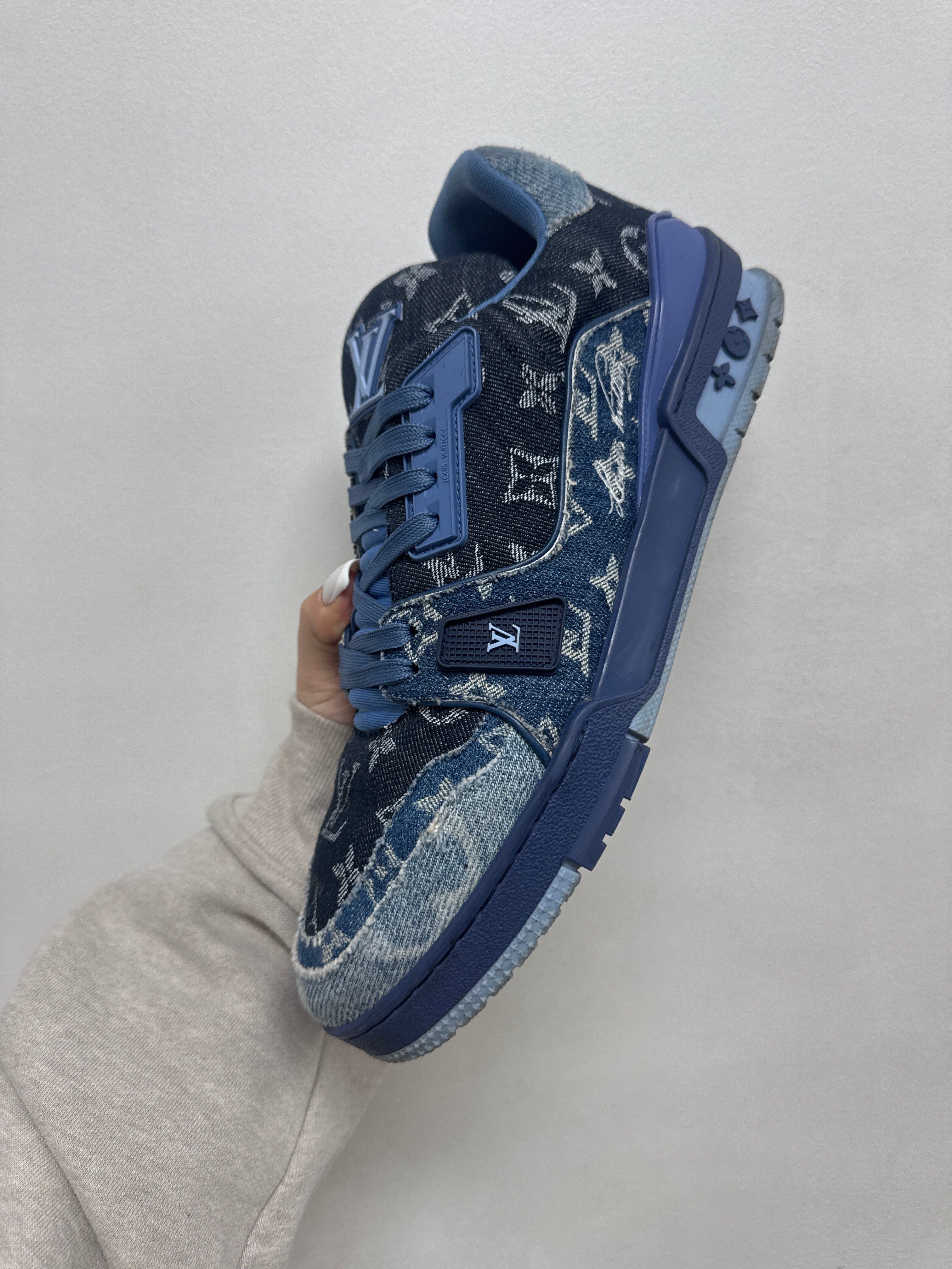 Louis Vuitton Navy Denim Monogram Trainer Sneakers