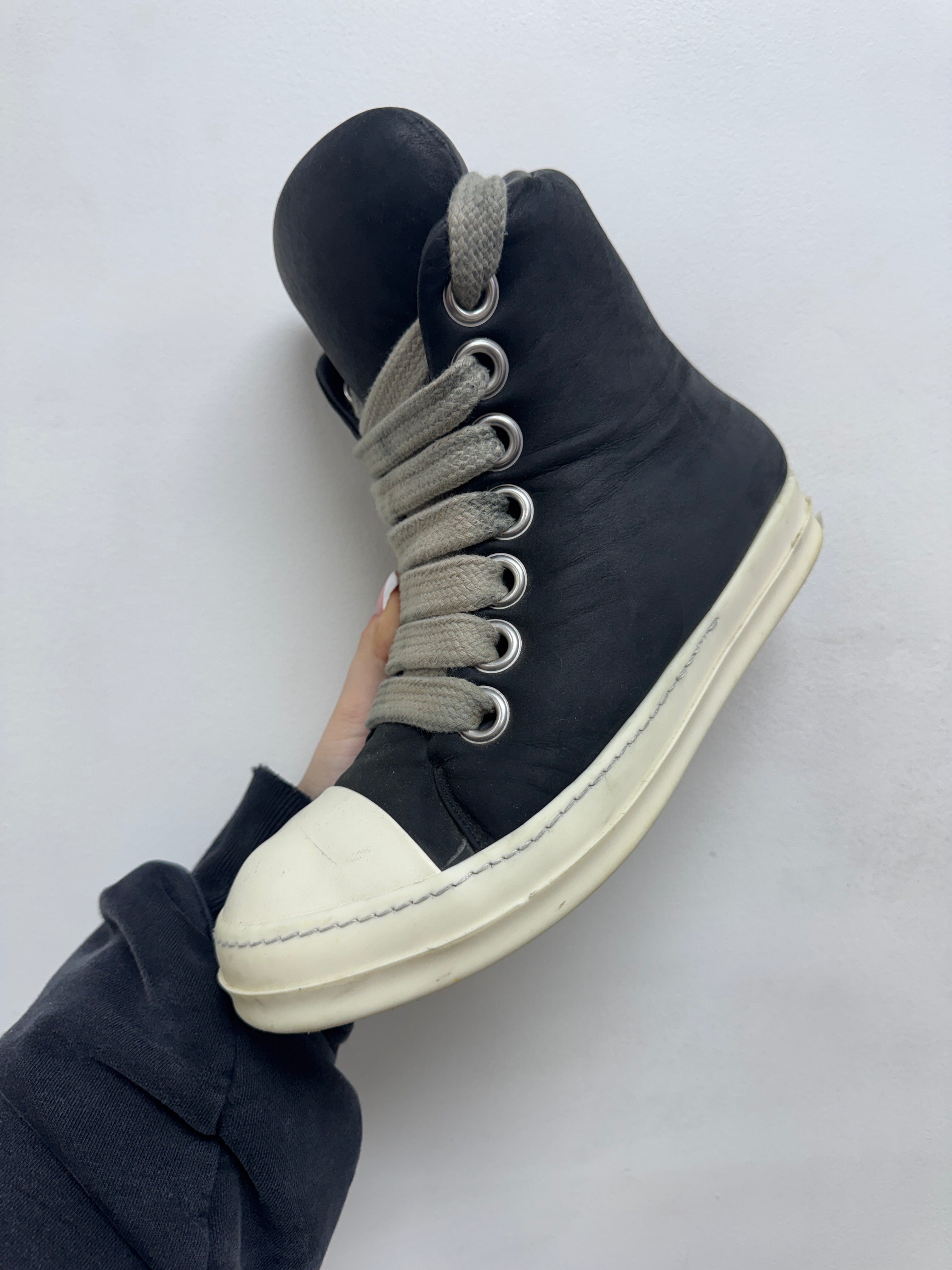 Rick Owens Black Padded Jumbo Lace Hi Sneakers