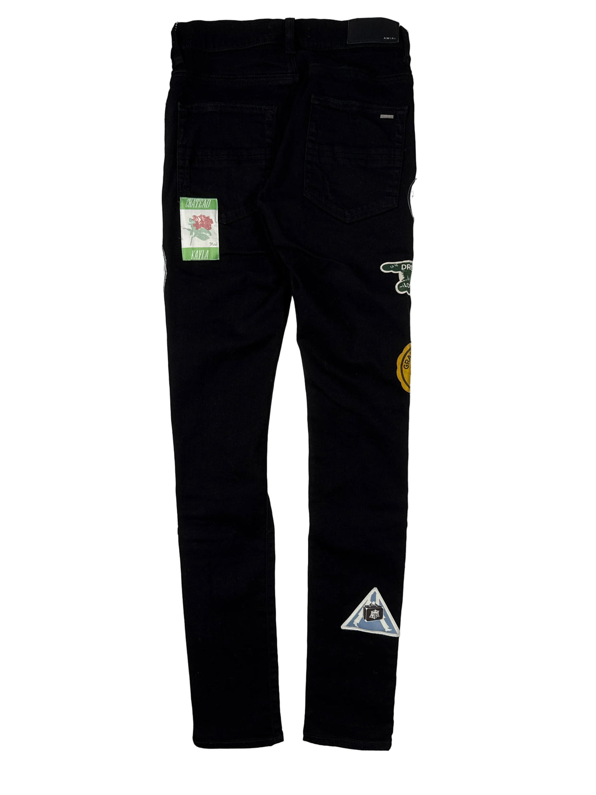 Amiri Black Appliqued Distressed Jeans