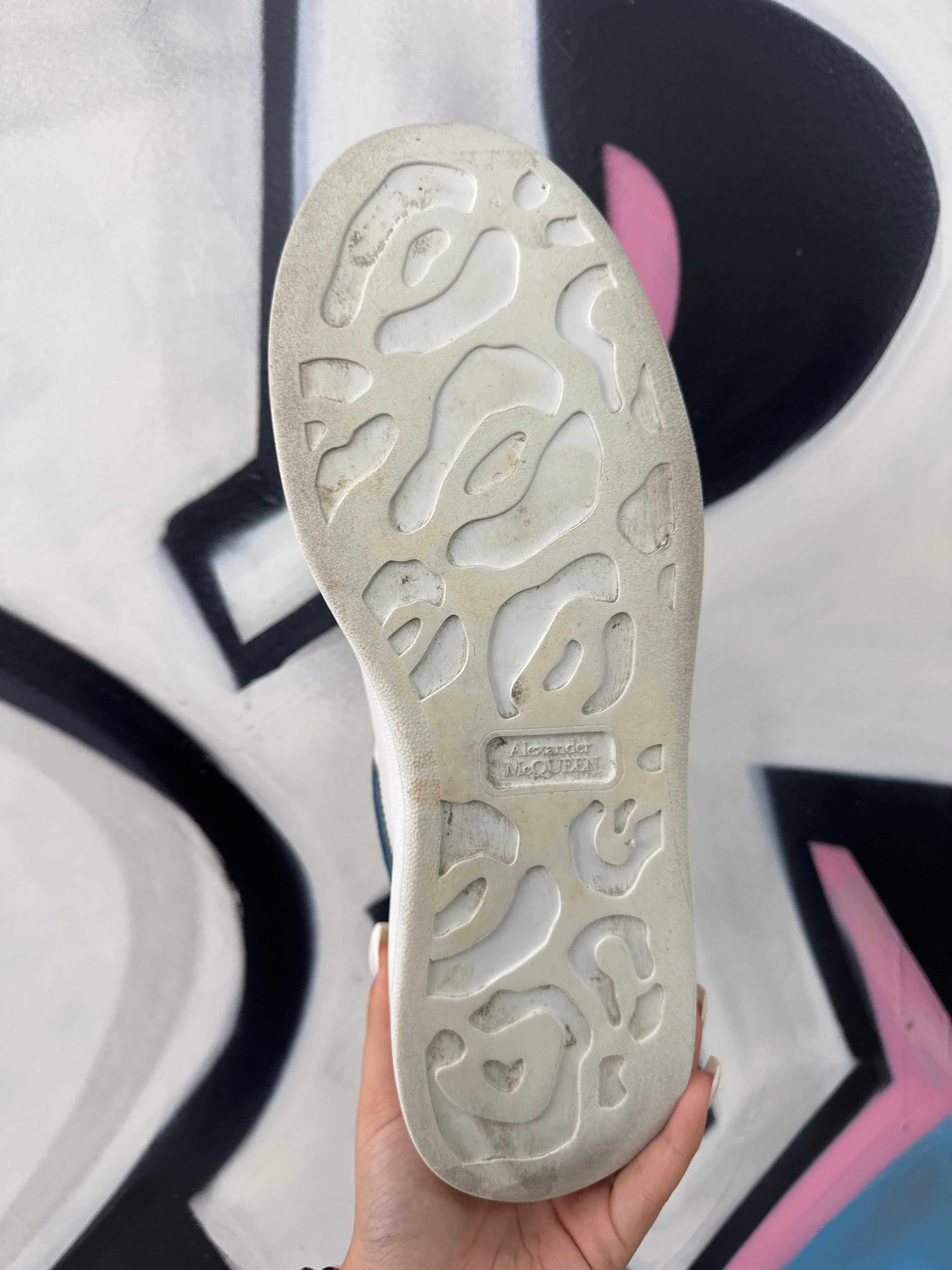 Alexander McQueen White Blue Suede Used With Box