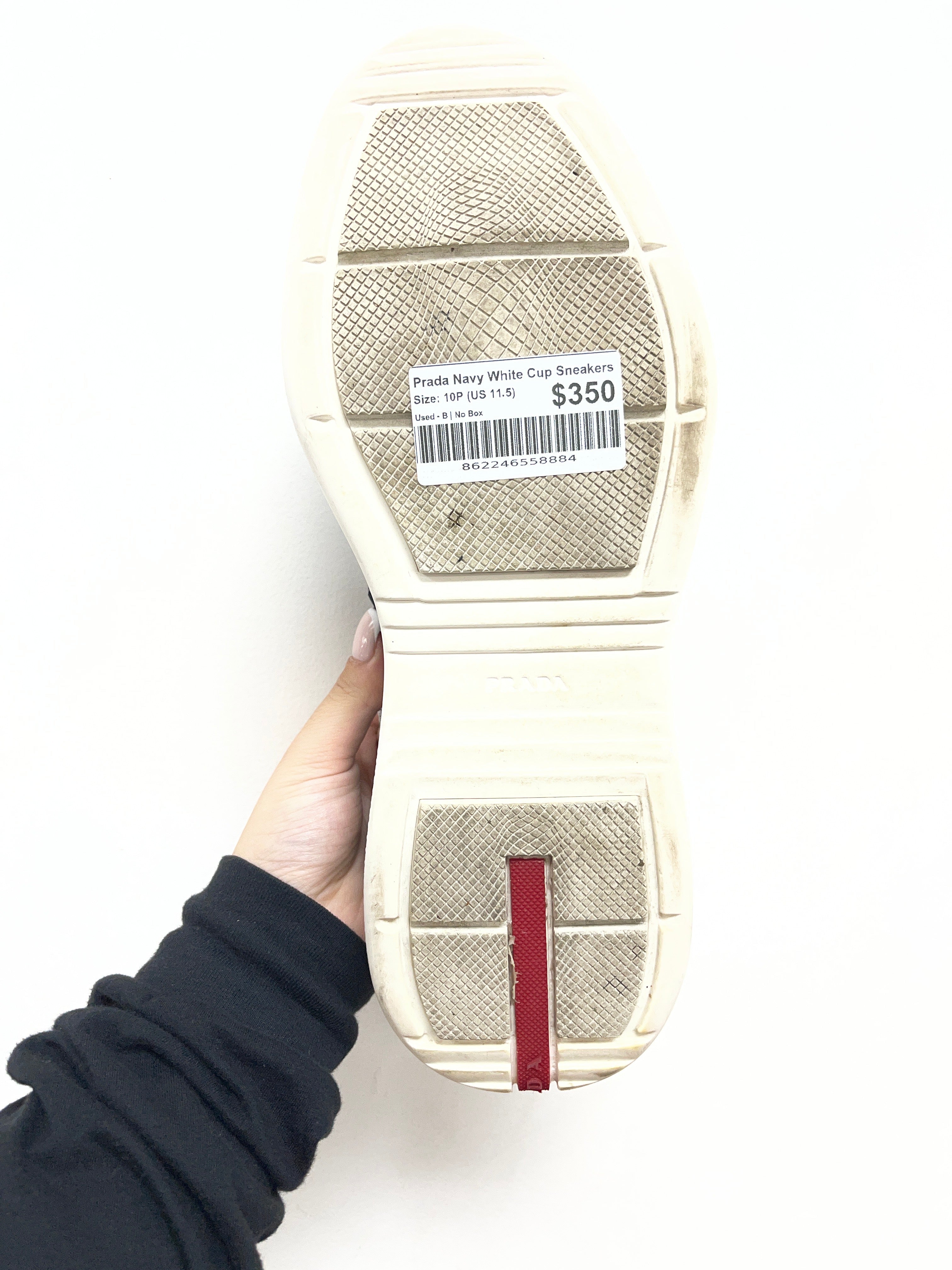 Prada Navy White Cup Sneakers