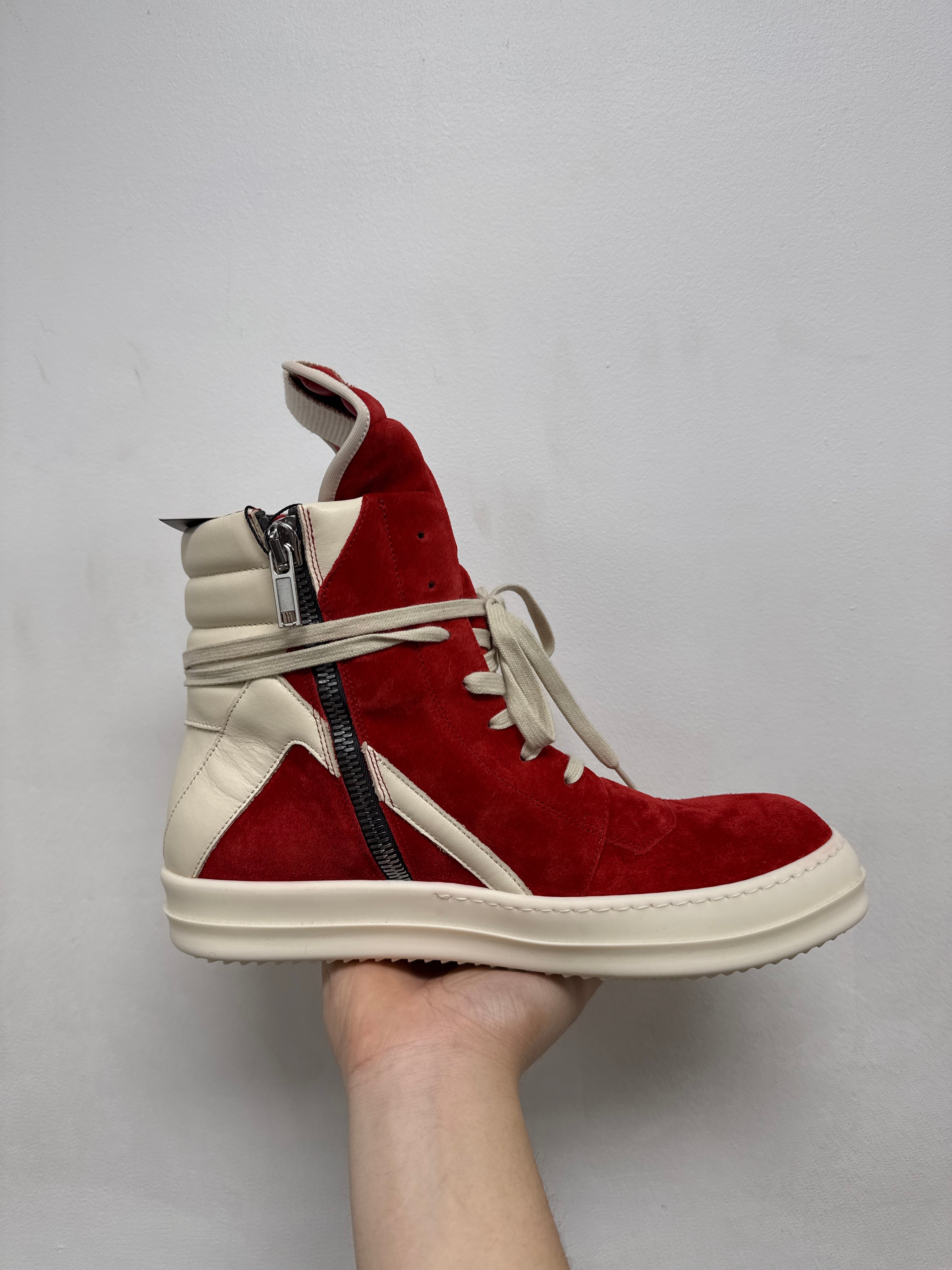 Rick Owens Red Geobasket Sneakers