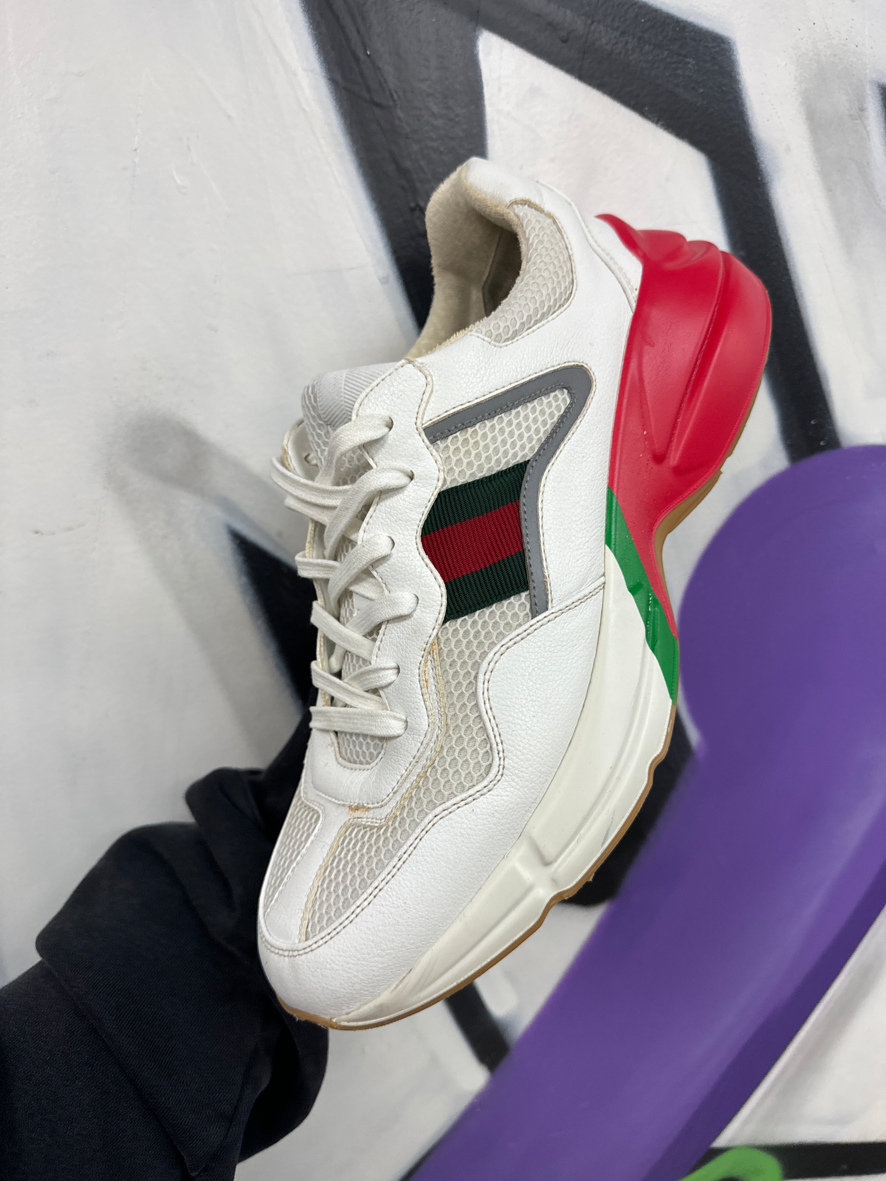 Gucci White Red Green Mesh Rython Sneakers