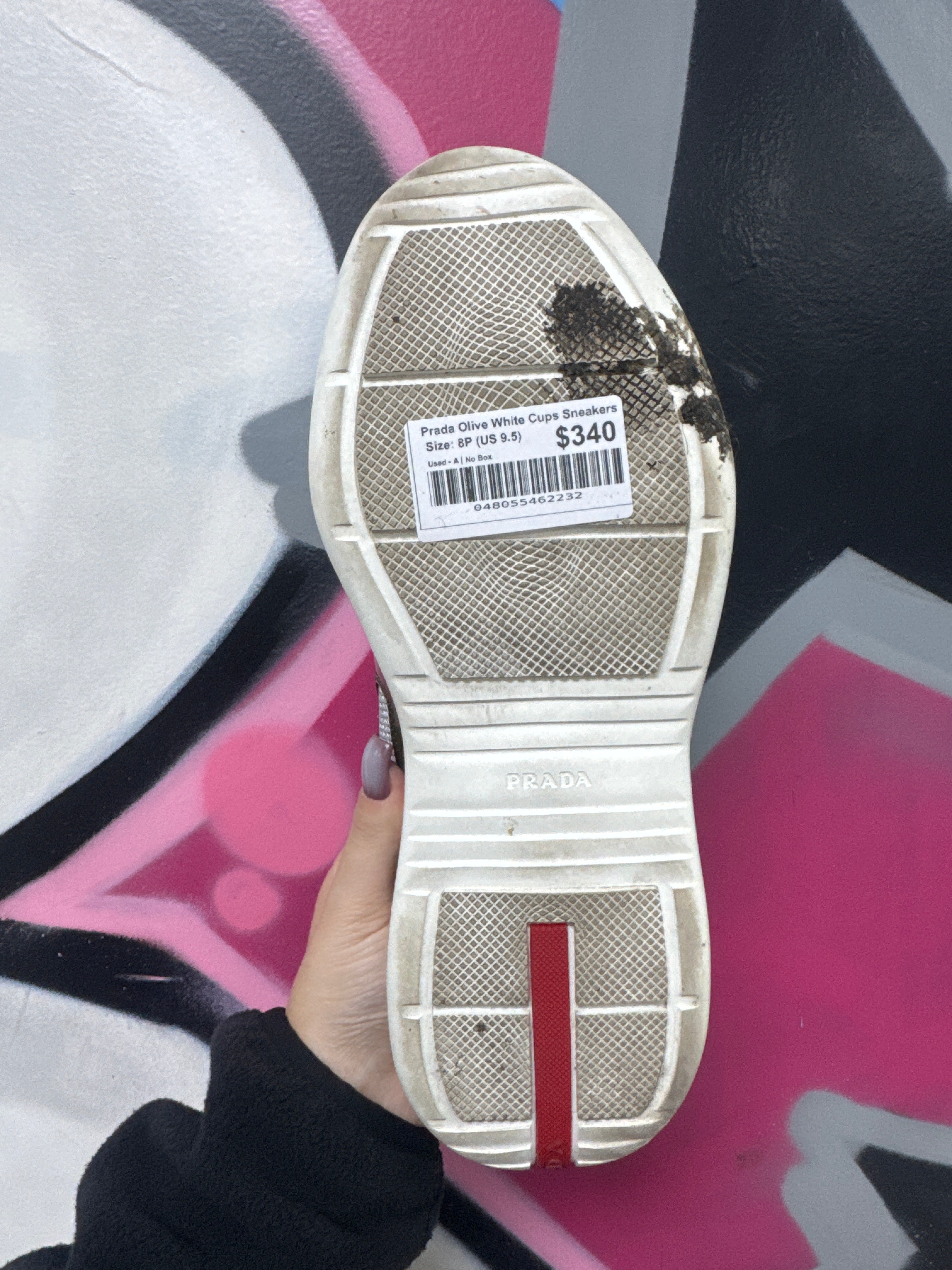 Prada Olive White Cups Sneakers