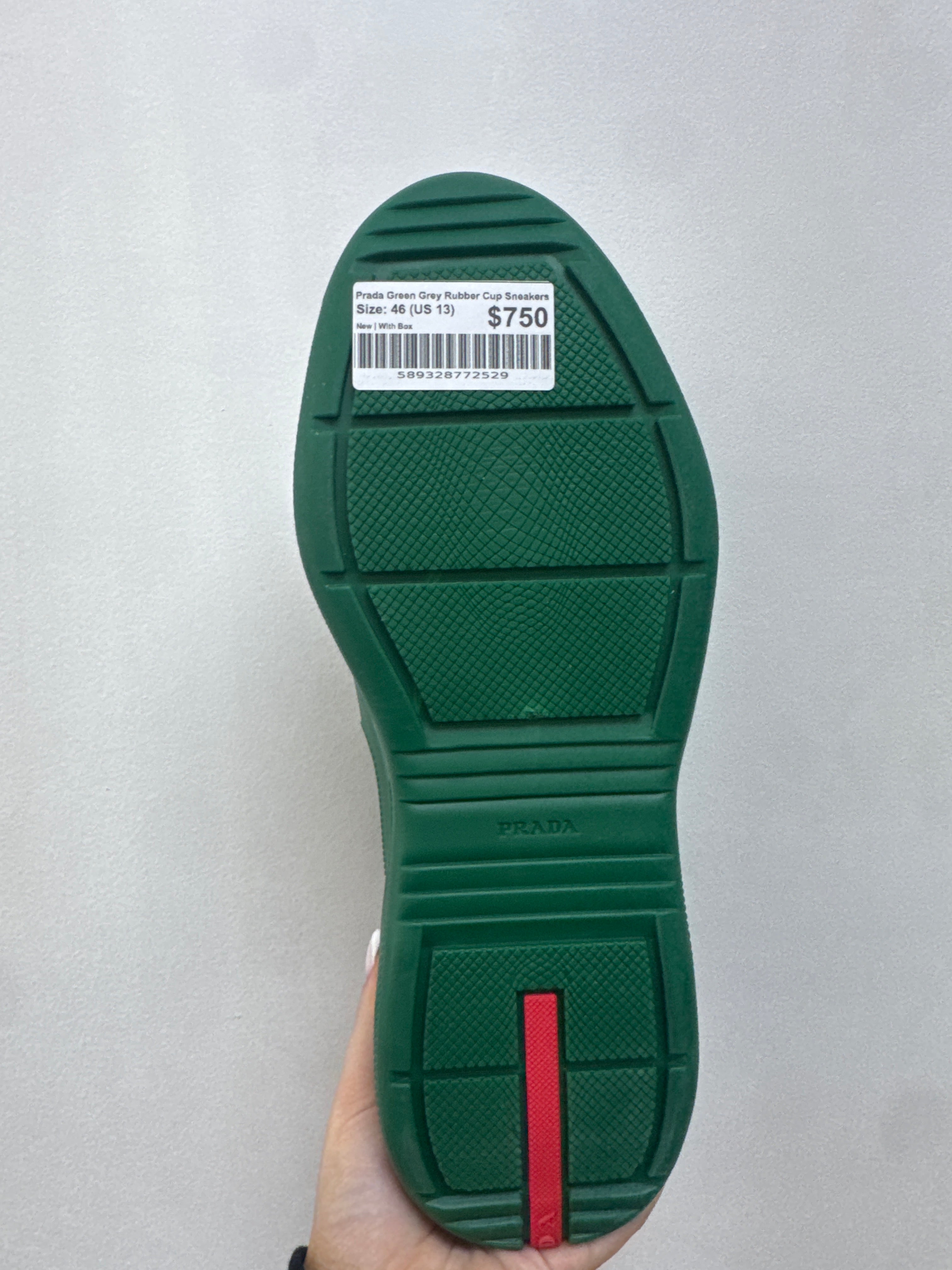 Prada Green Grey Rubber Cup Sneakers