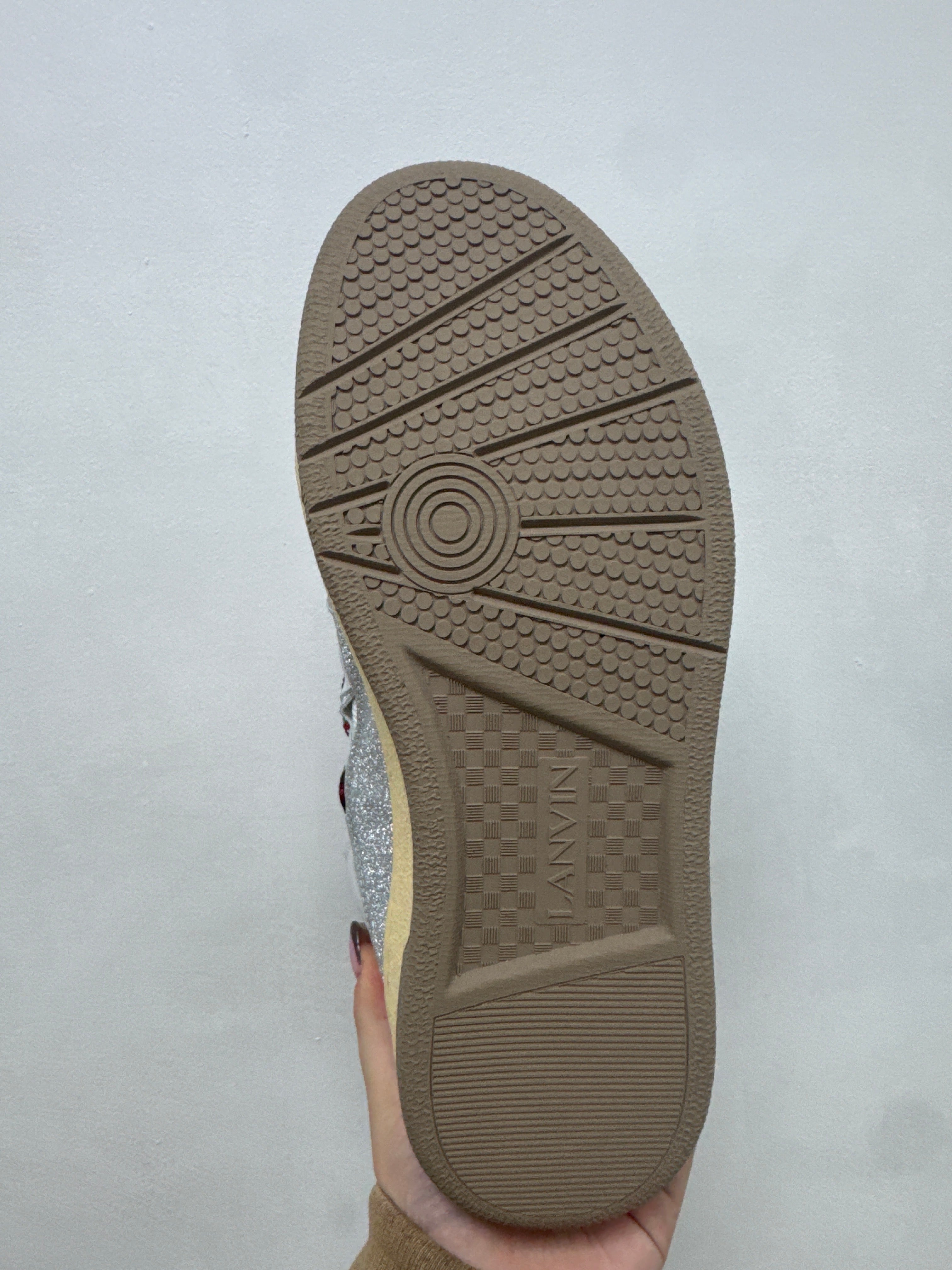 Lanvin Glitter White Curb Sneakers