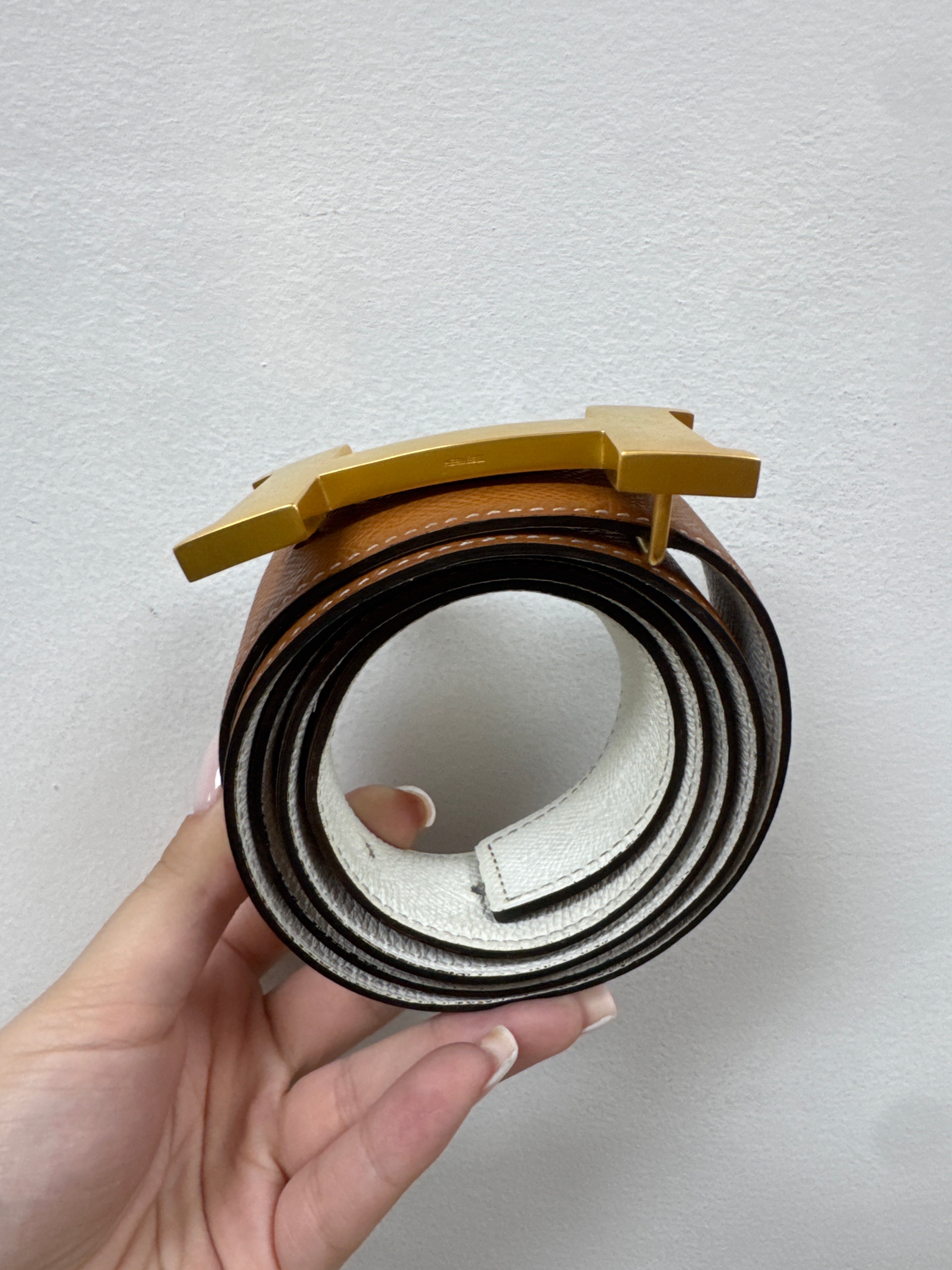 Hermes Brown Gold Buckle (100-40) Belt